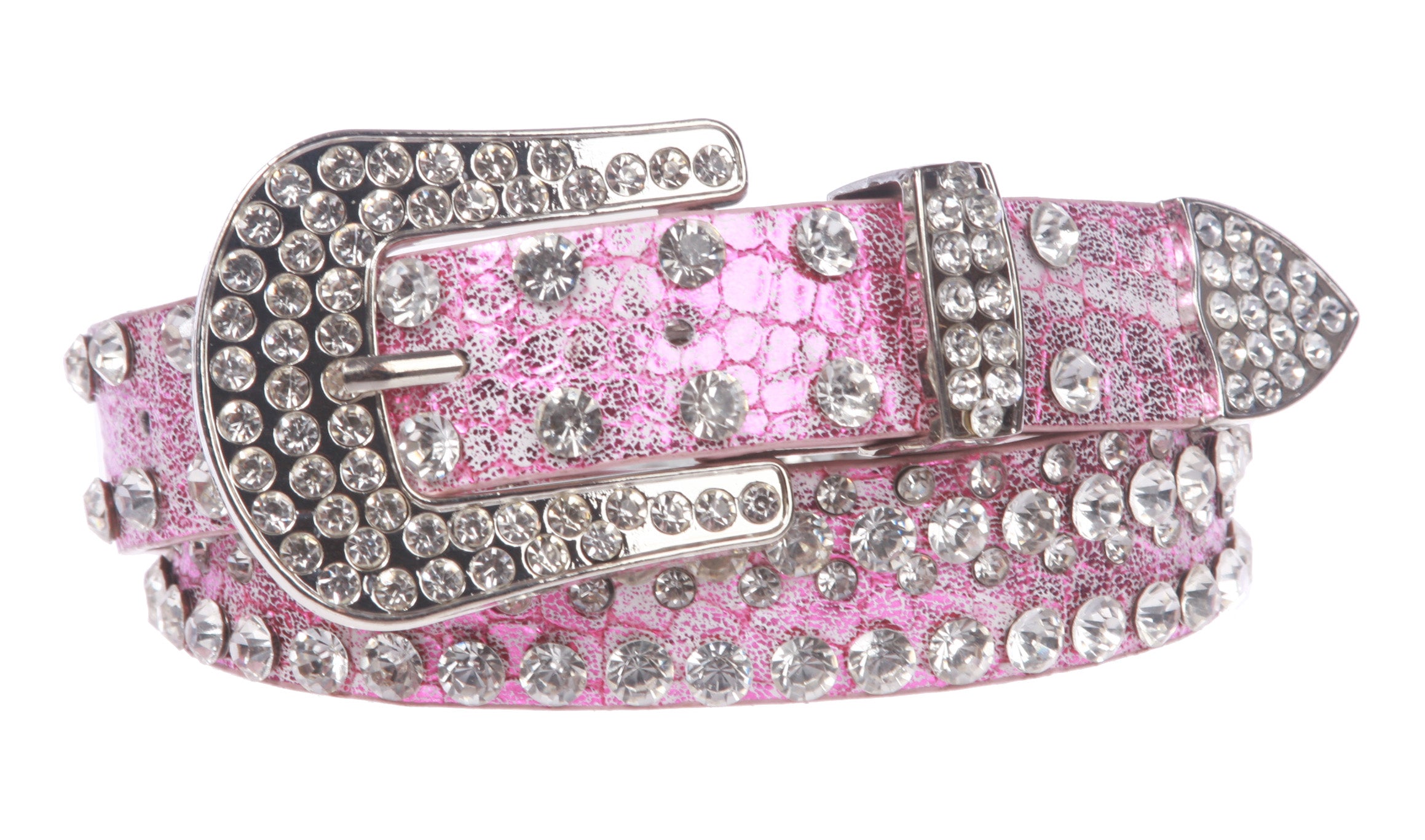 Kids 1 1/16" (27 mm) Western Cowgirl Rhinestone Studded Skinny Belt - OnlineBelts