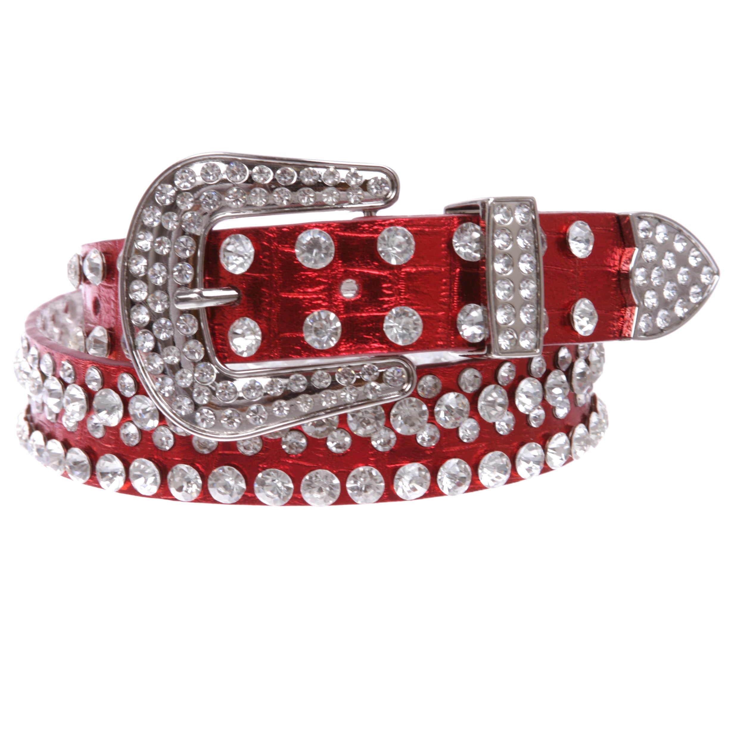 Kids 1 1/16" (27 mm) Western Cowgirl Rhinestone Studded Skinny Belt - OnlineBelts