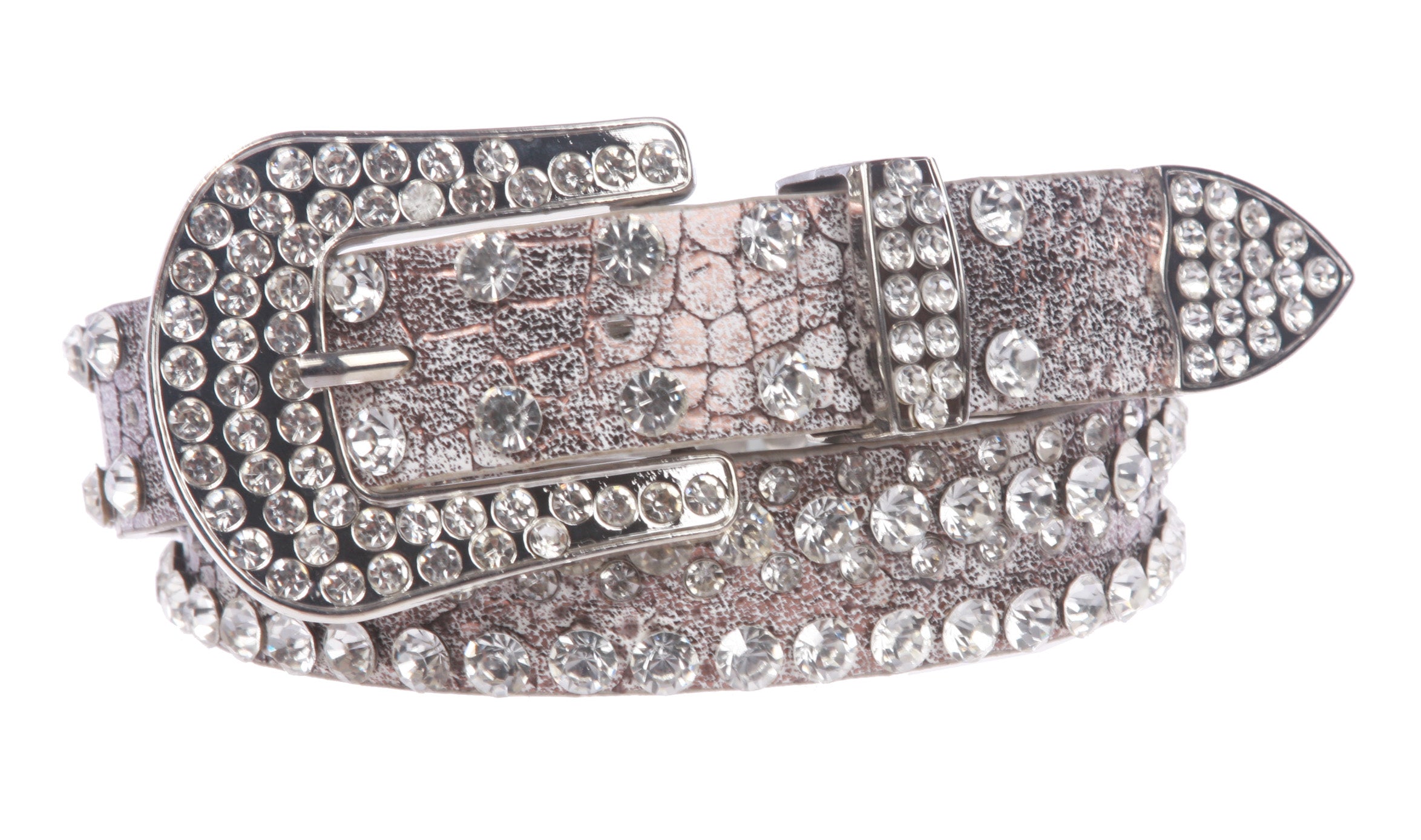 Kids 1 1/16" (27 mm) Western Cowgirl Rhinestone Studded Skinny Belt - OnlineBelts