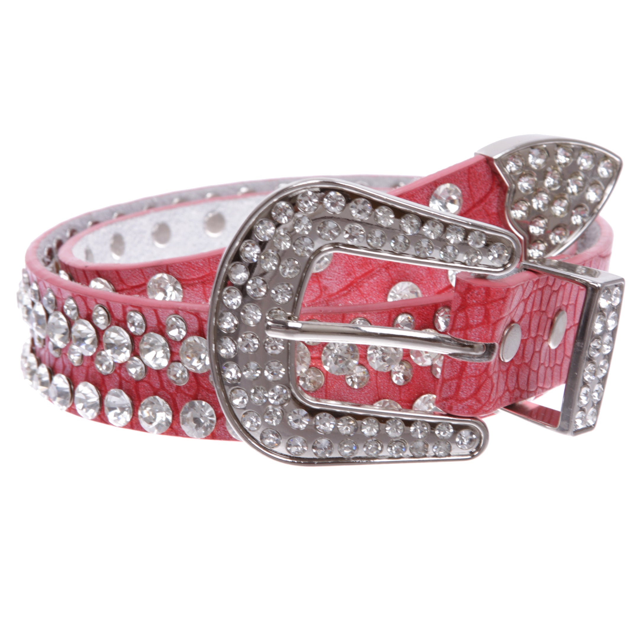 Kids 1 1/16" (27 mm) Western Cowgirl Rhinestone Studded Skinny Belt - OnlineBelts