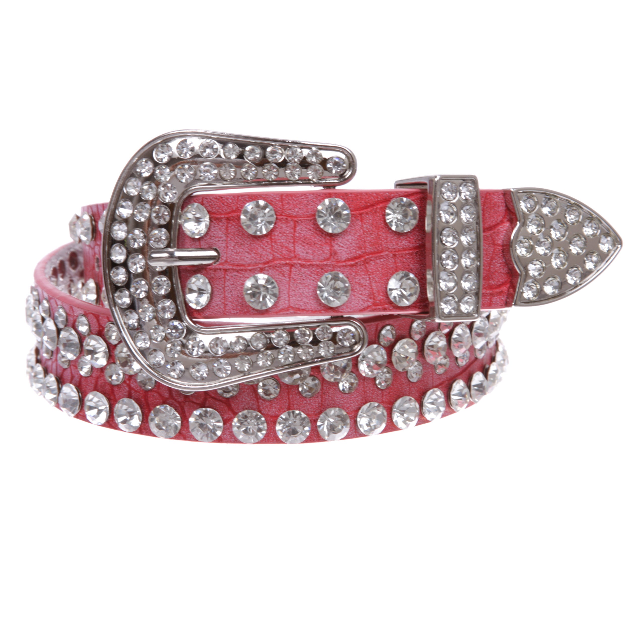 Kids 1 1/16" (27 mm) Western Cowgirl Rhinestone Studded Skinny Belt - OnlineBelts