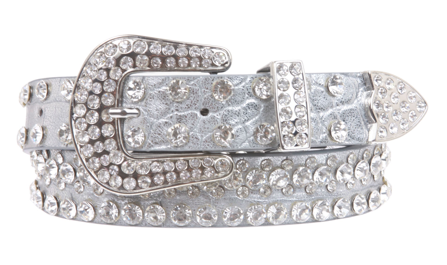 Kids 1 1/16" (27 mm) Western Cowgirl Rhinestone Studded Skinny Belt - OnlineBelts