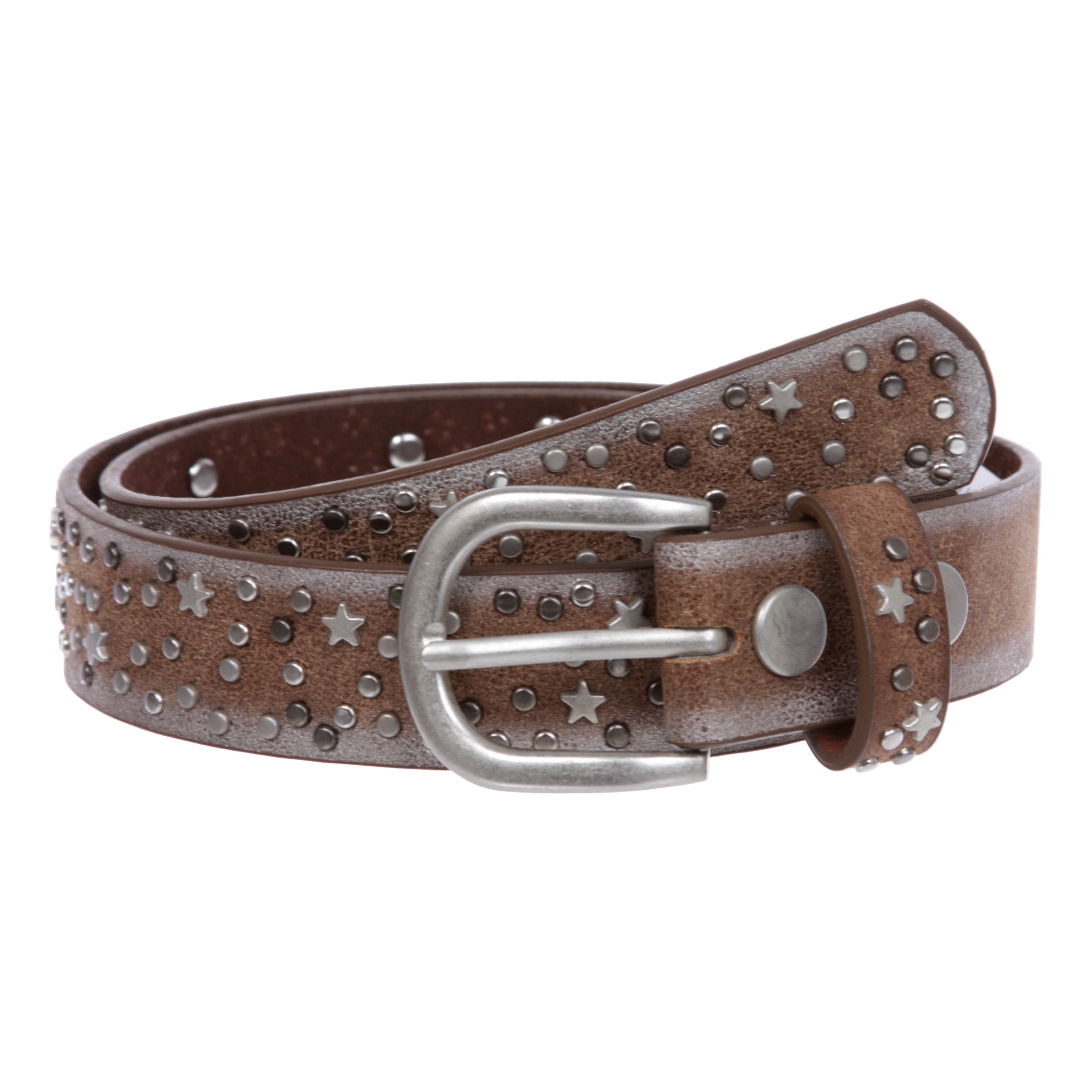 Kids 1 1/8" (30 mm) Boys And Girls Snap On Star Circle Studded Belt - OnlineBelts