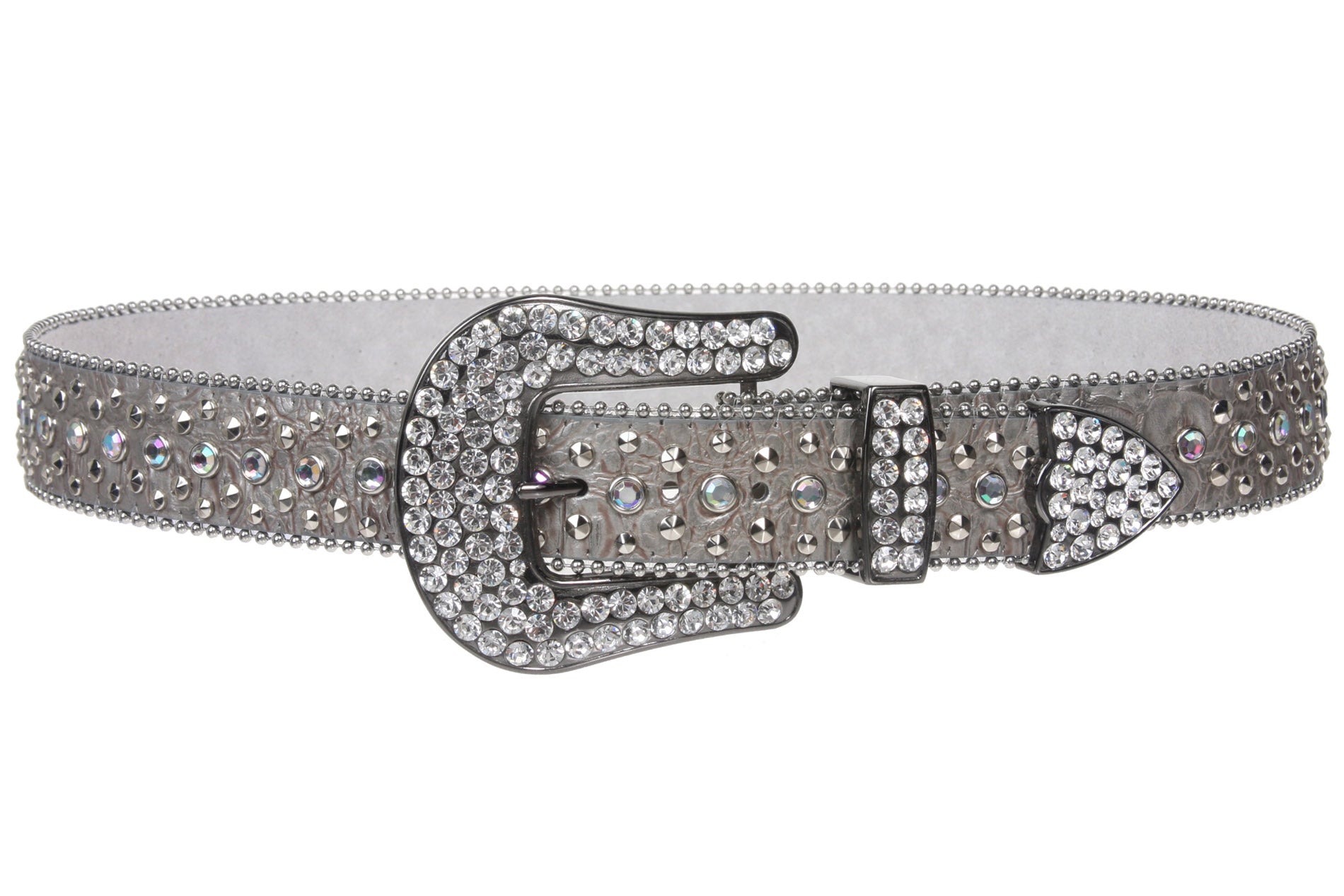 Snap On Western Cowgirl Alligator Rhinestone Studded Leather Belt - OnlineBelts