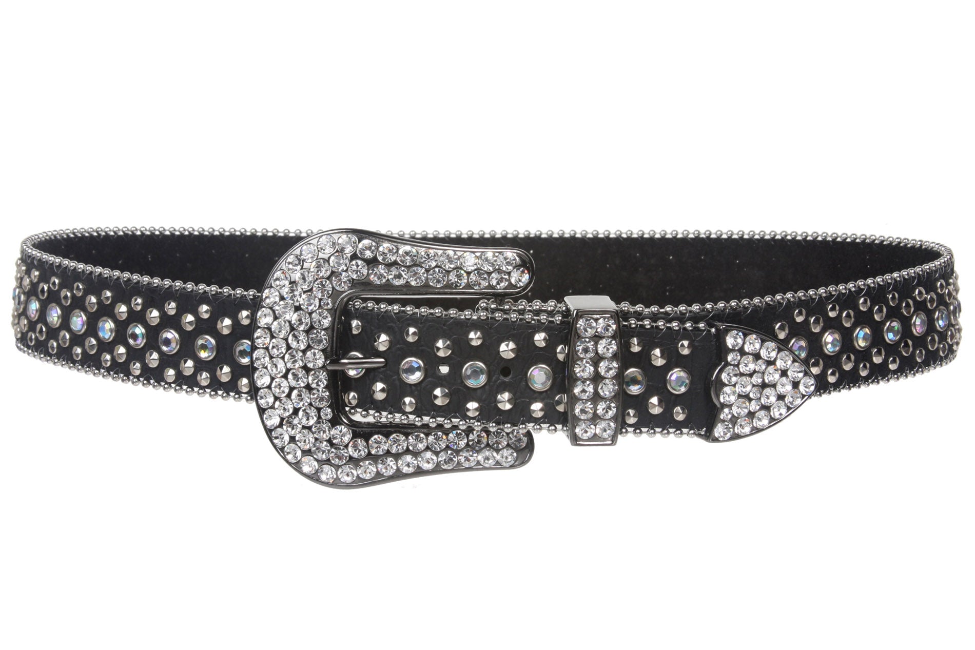 Snap On Western Cowgirl Alligator Rhinestone Studded Leather Belt - OnlineBelts