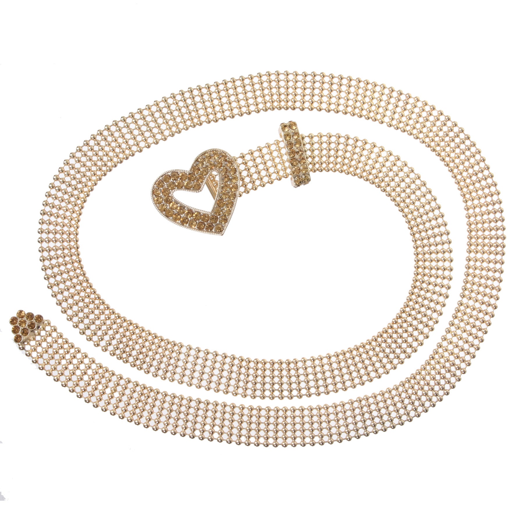 3/4" Rhinestone Open Heart Metal Ball Chain Belt - OnlineBelts