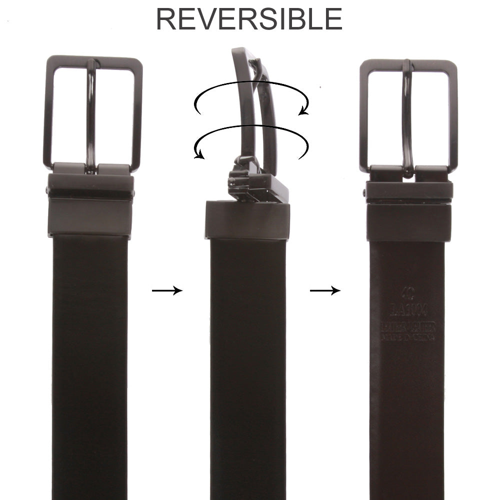 Men's Cut-to-Fit Black or Brown Reversible Dress Belt - OnlineBelts