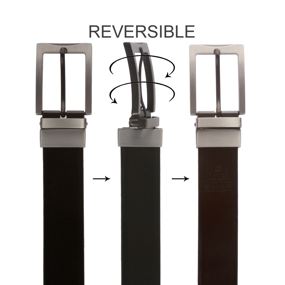 Men's 1 1/4" Cut-to-Fit Black or Brown Reversible Dress Belt - OnlineBelts