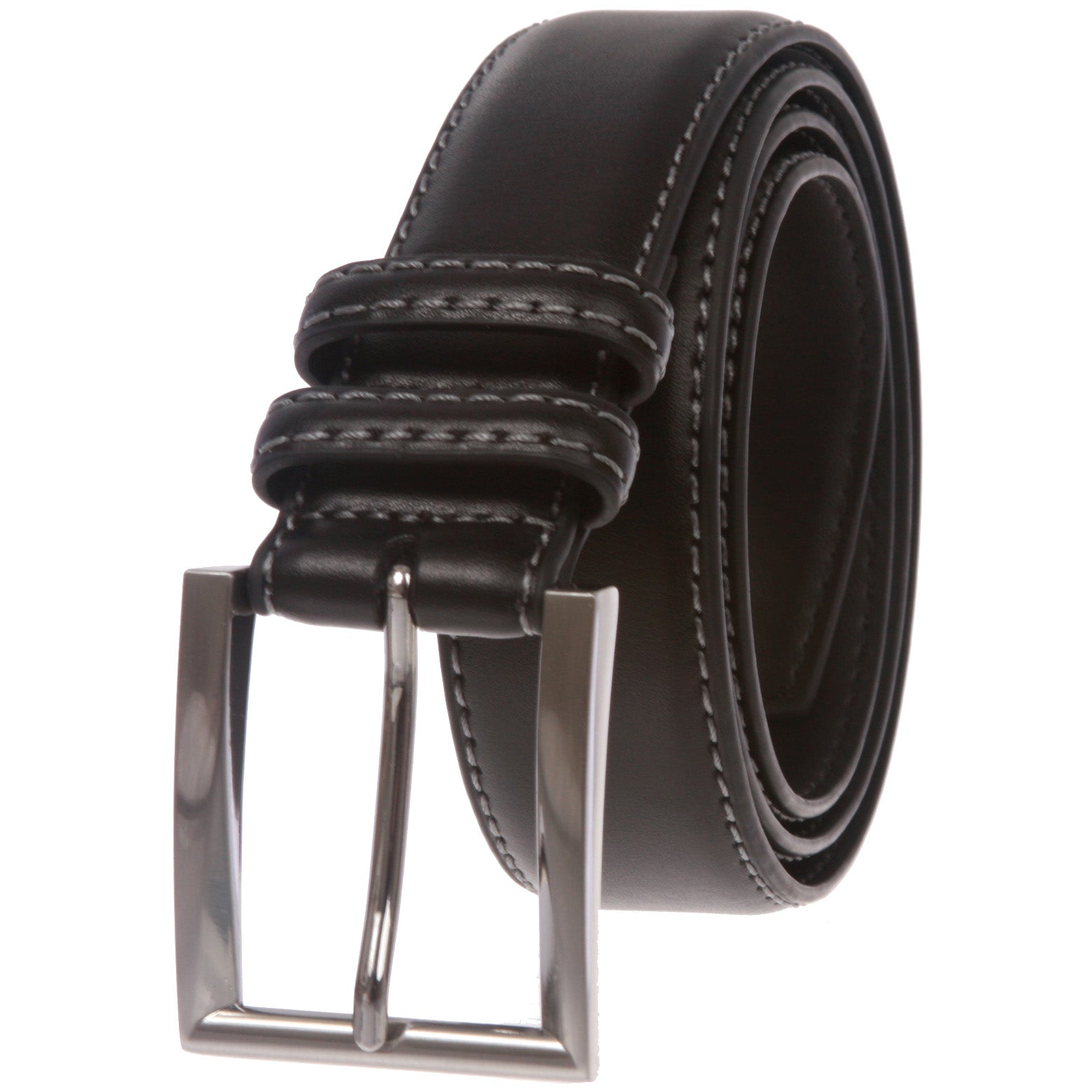 Men's Feather Edged Leather Casual Belt with Stitch Edge - OnlineBelts