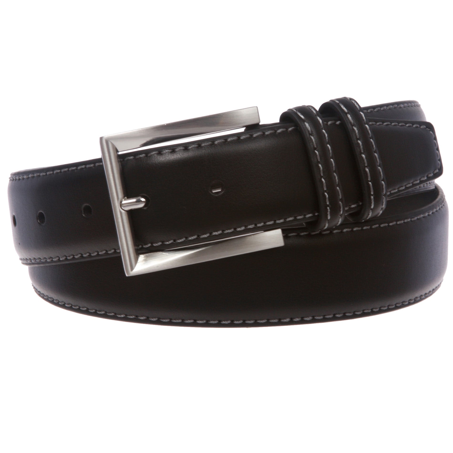 Men's Feather Edged Leather Casual Belt with Stitch Edge - OnlineBelts