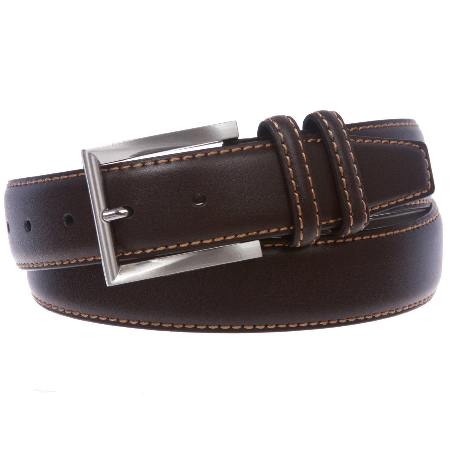 Men's Feather Edged Leather Casual Belt with Stitch Edge - OnlineBelts