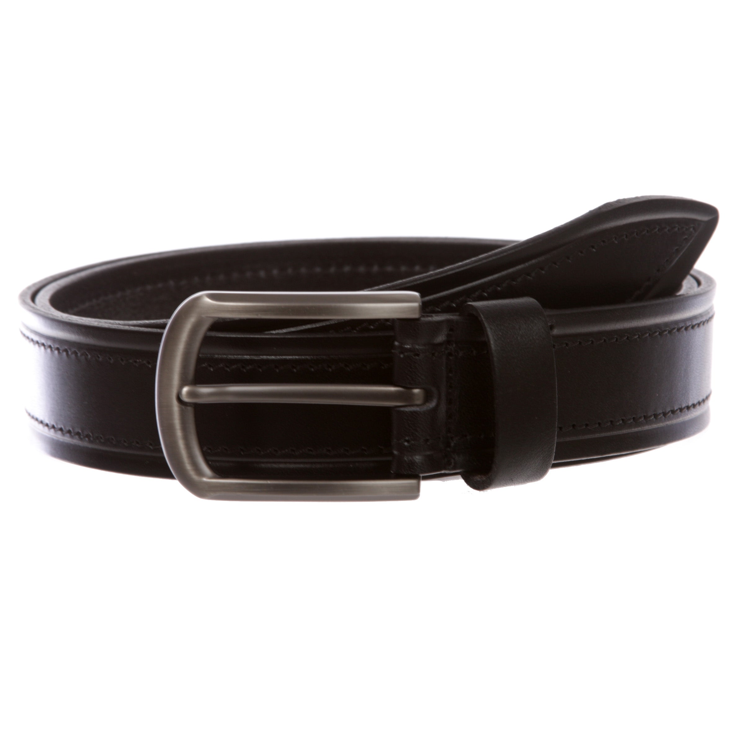 1-1/4" (34 mm) Double Stitched Men's Italian Leather Belt - OnlineBelts