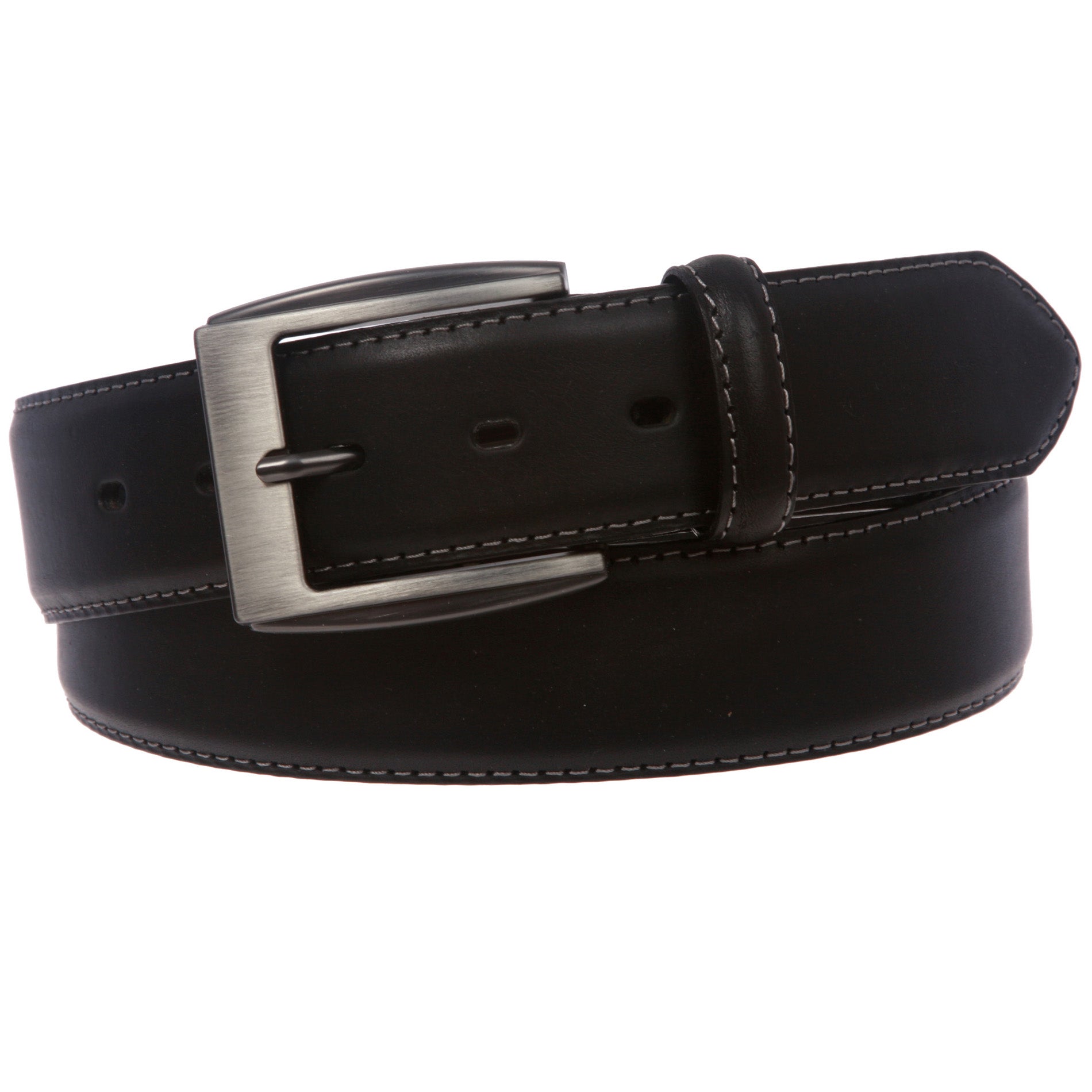 Men's Feather Edged Italian Leather Casual Belt with Stitch Edge - OnlineBelts