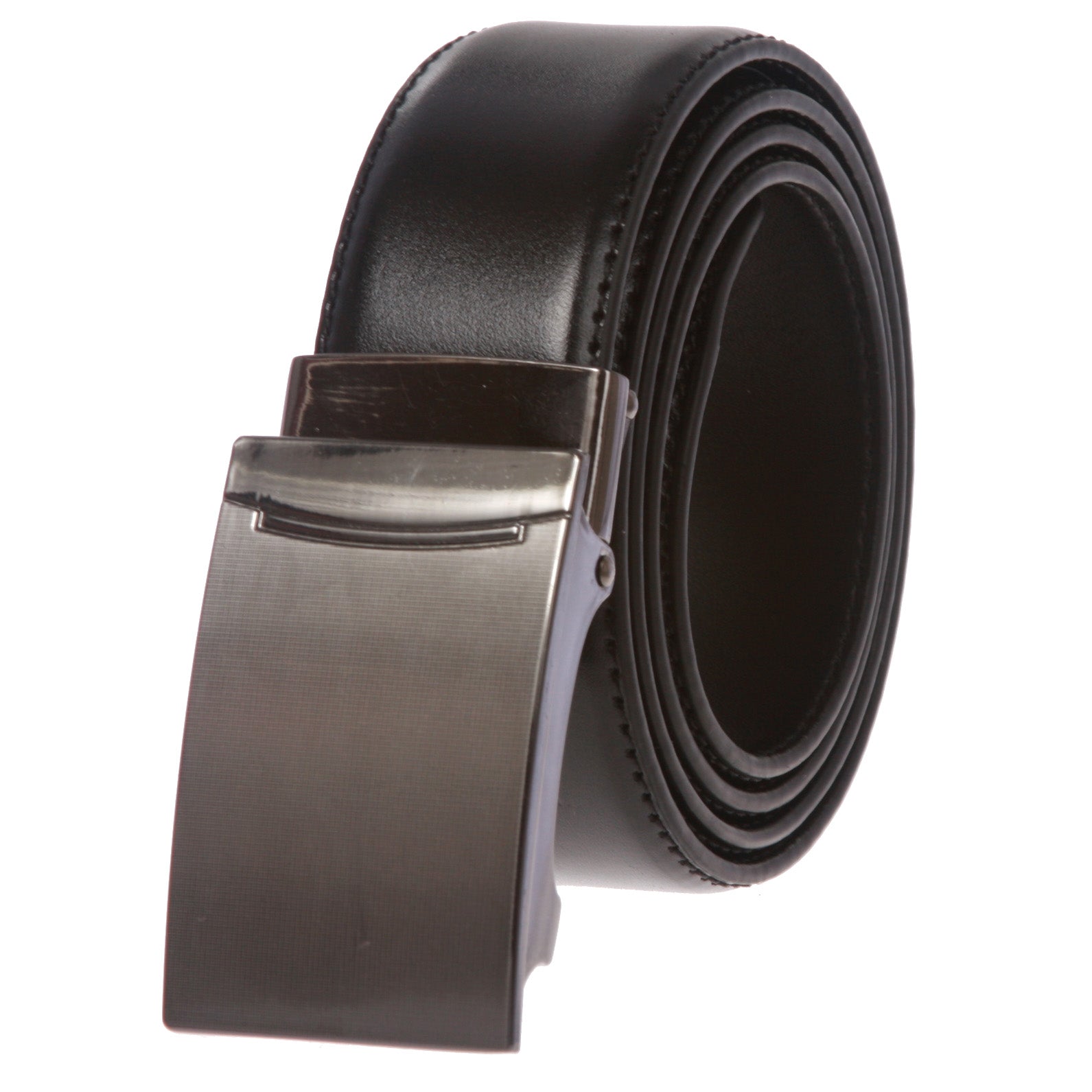 Men's Feather Edged Slide Leather Dress Belt with Automatic Buckle - OnlineBelts