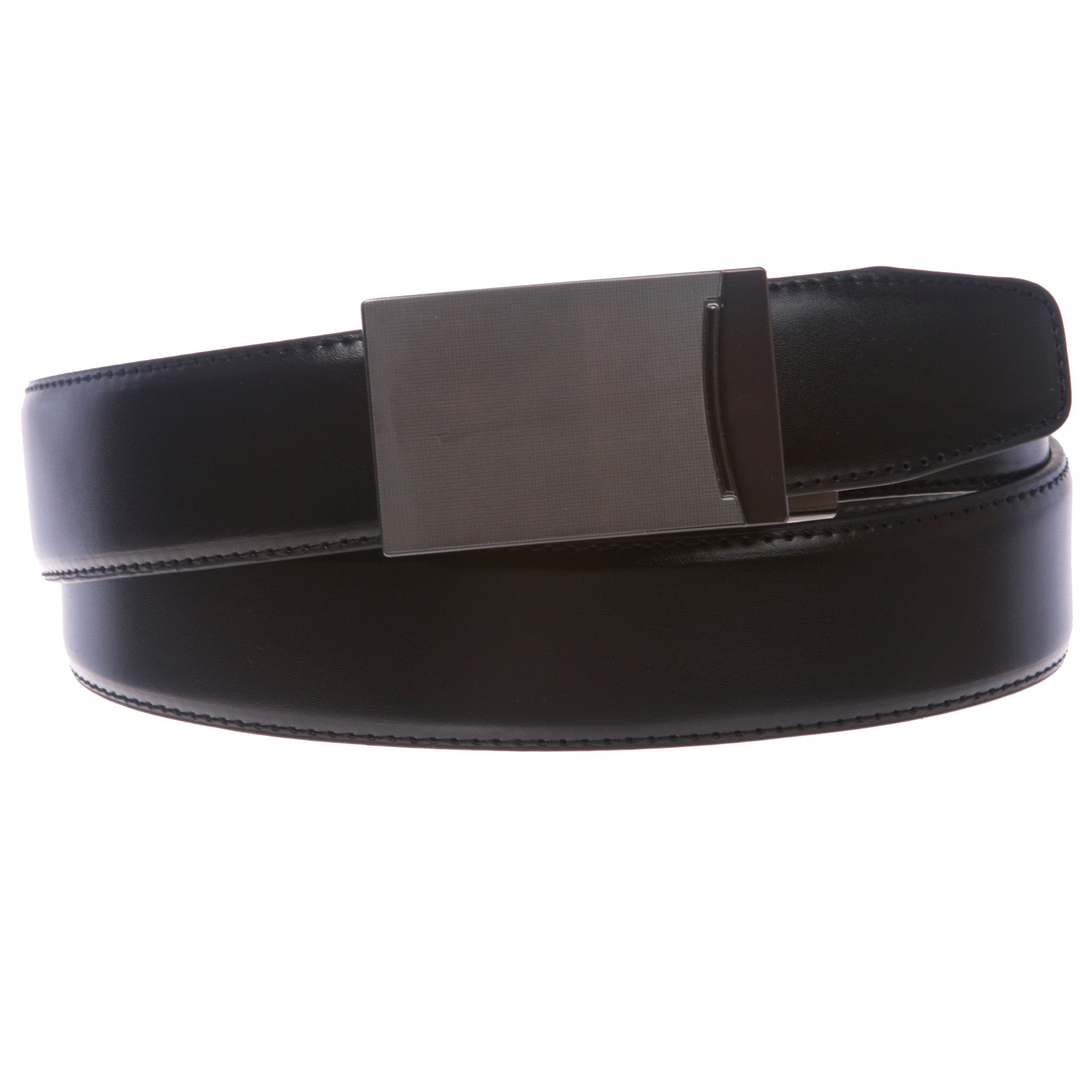 Men's Feather Edged Slide Leather Dress Belt with Automatic Buckle - OnlineBelts