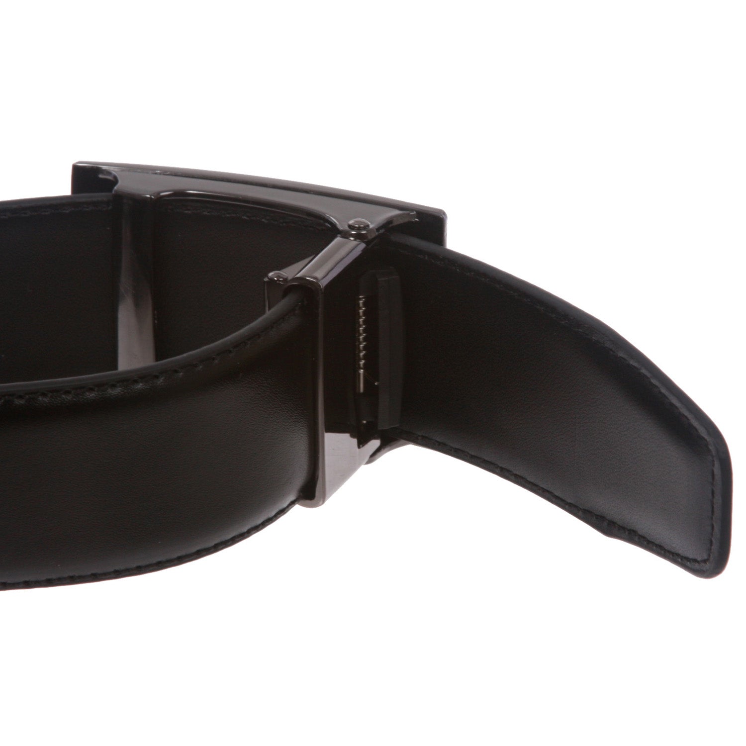 Men's Feather Edged Slide Leather Dress Belt with Automatic Buckle - OnlineBelts