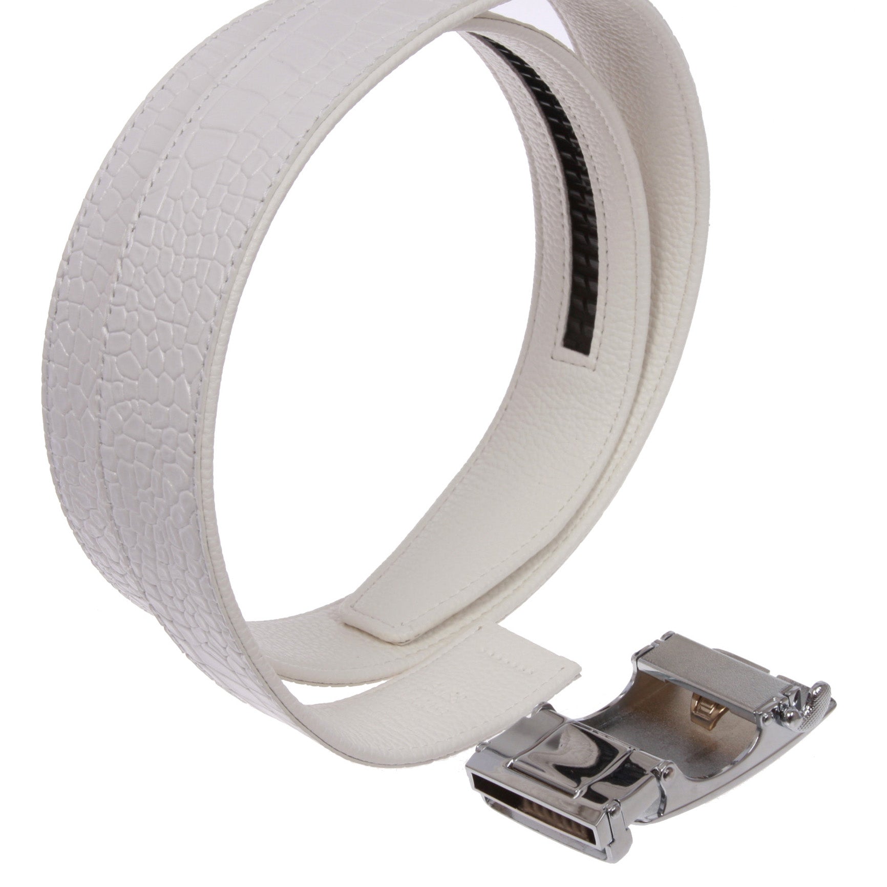 Men's Alligator Leather Automatic Buckle Slide Ratchet Dress Belt - OnlineBelts