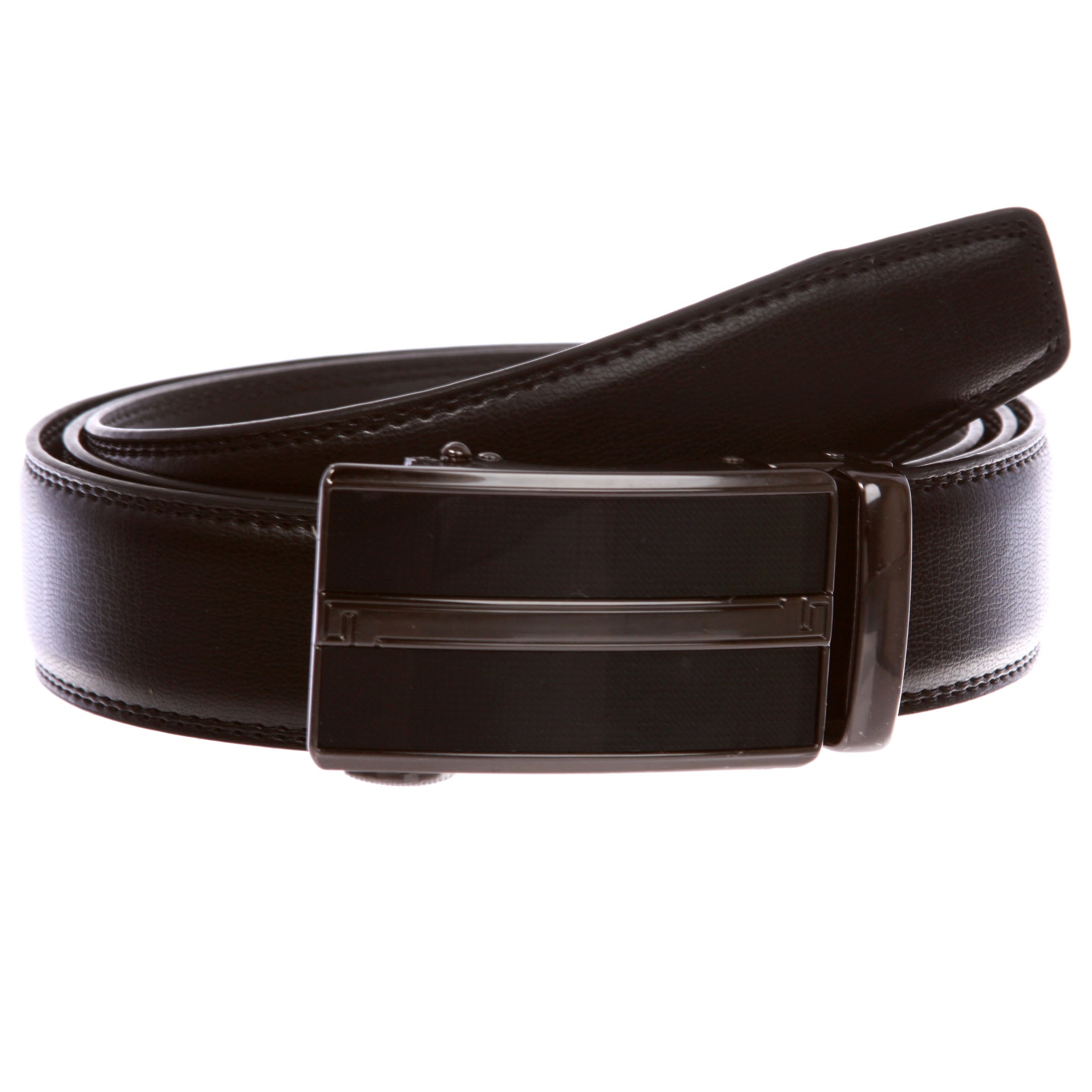 Men's Automatic Buckle Slide Ratchet Feather Edged Perfect Fit Dress Belt - OnlineBelts