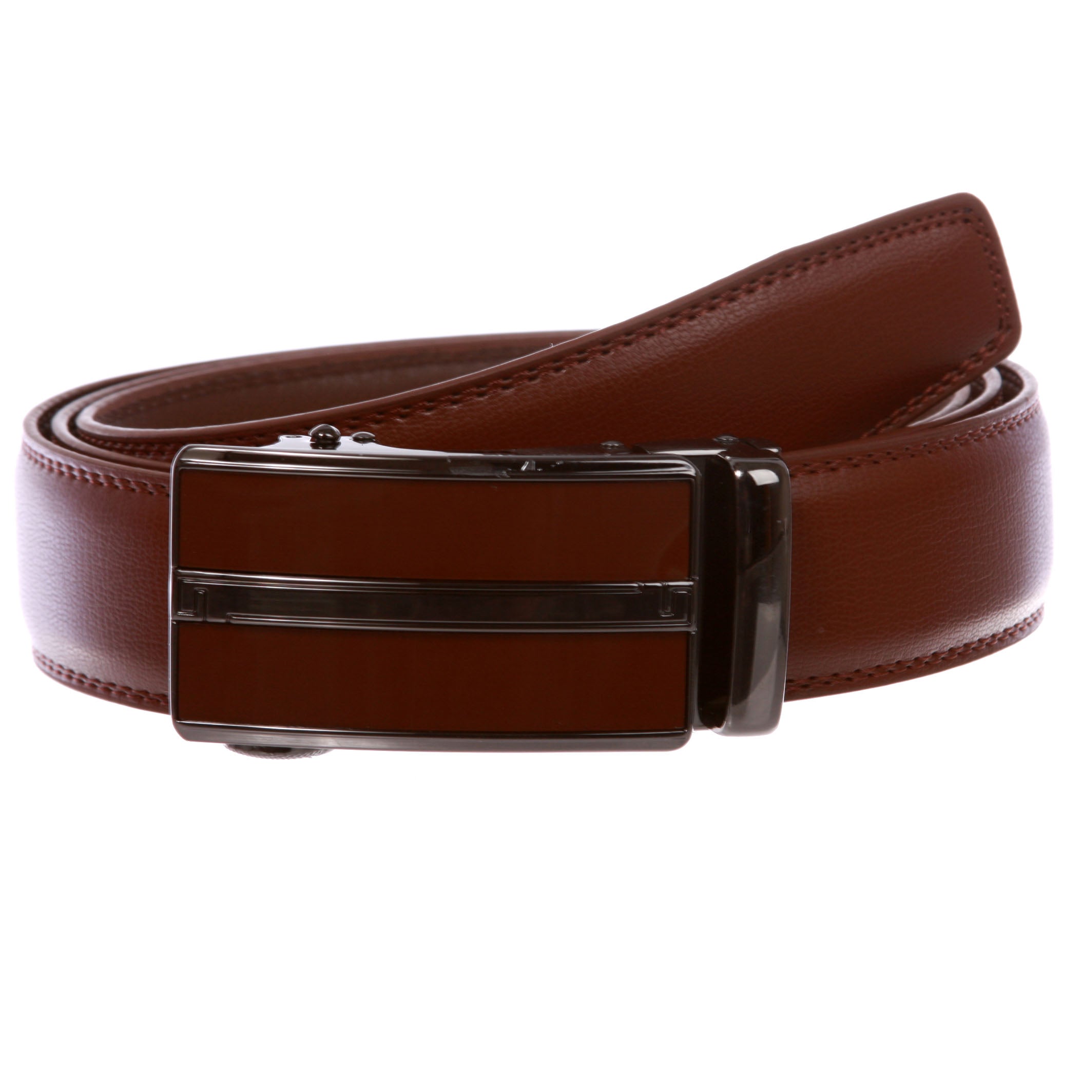 Men's Automatic Buckle Slide Ratchet Feather Edged Perfect Fit Dress Belt - OnlineBelts