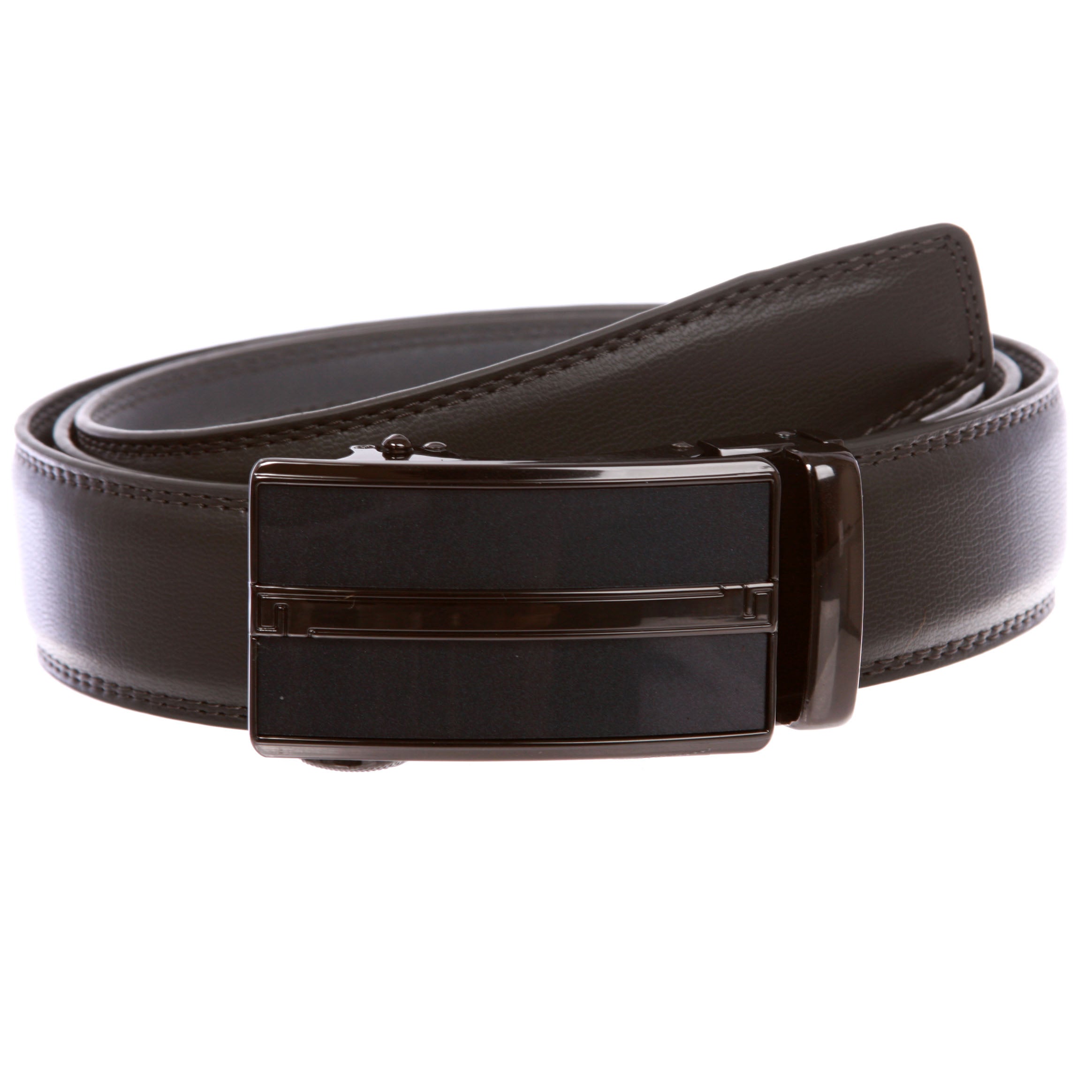 Men's Automatic Buckle Slide Ratchet Feather Edged Perfect Fit Dress Belt - OnlineBelts