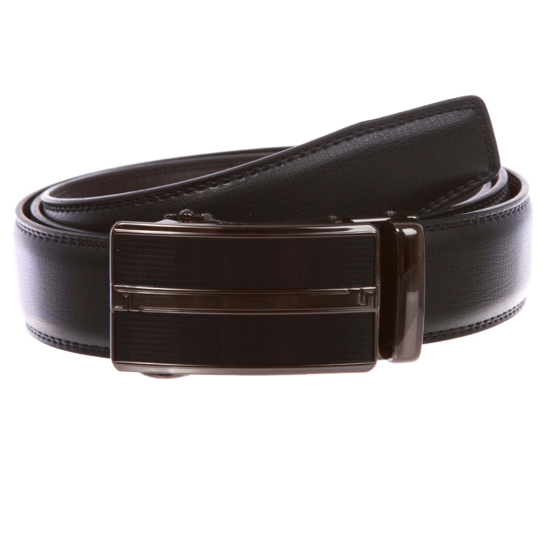 Men's Automatic Buckle Slide Ratchet Feather Edged Perfect Fit Dress Belt - OnlineBelts