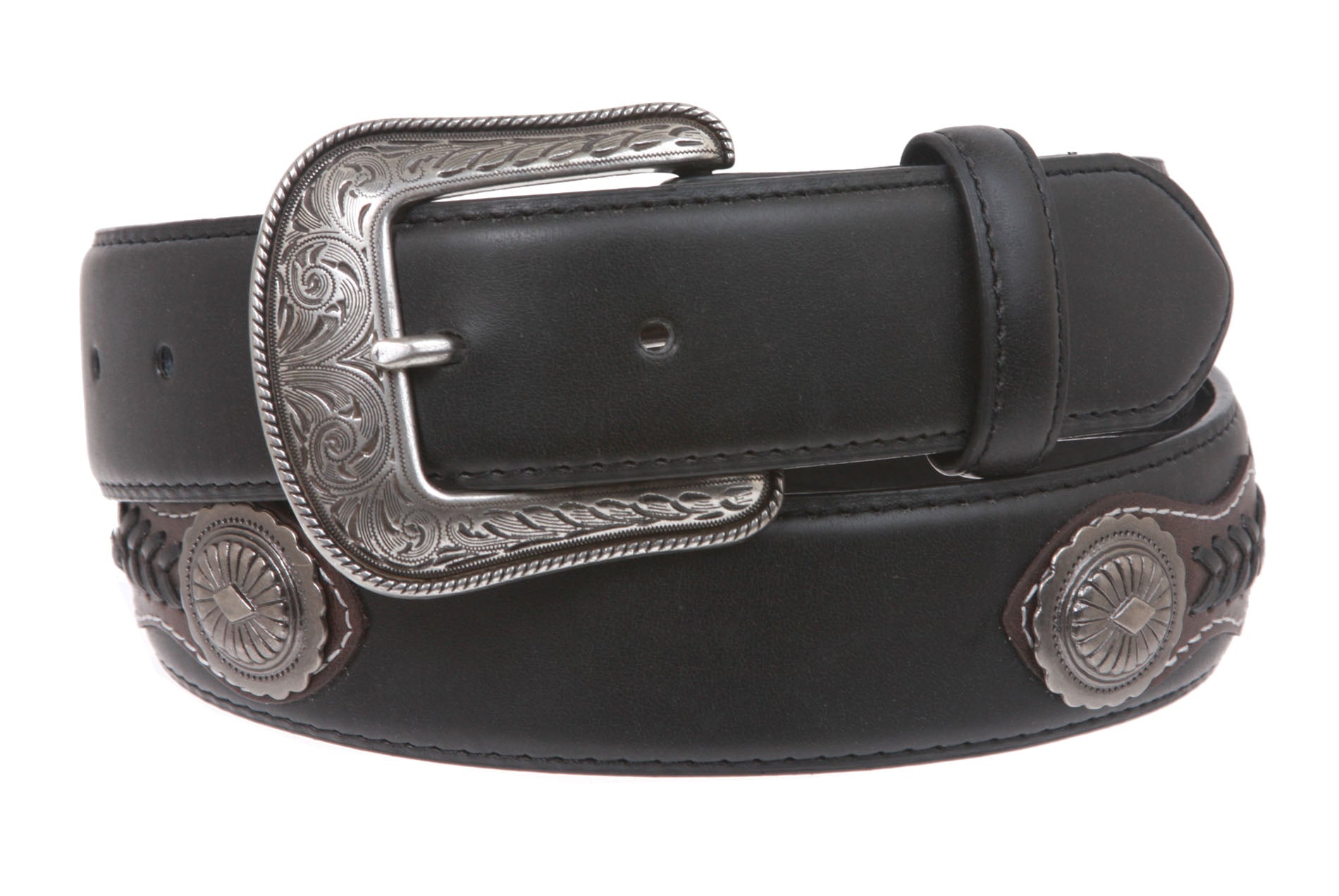 Western Embroidered Stitching-Edged Leather Belt - OnlineBelts