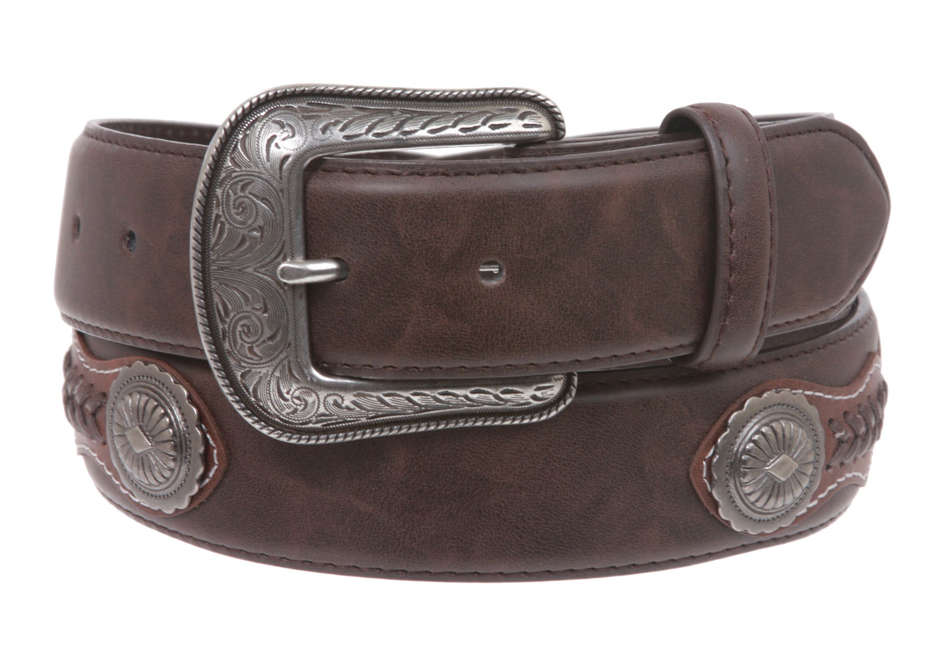 Western Embroidered Stitching-Edged Leather Belt - OnlineBelts