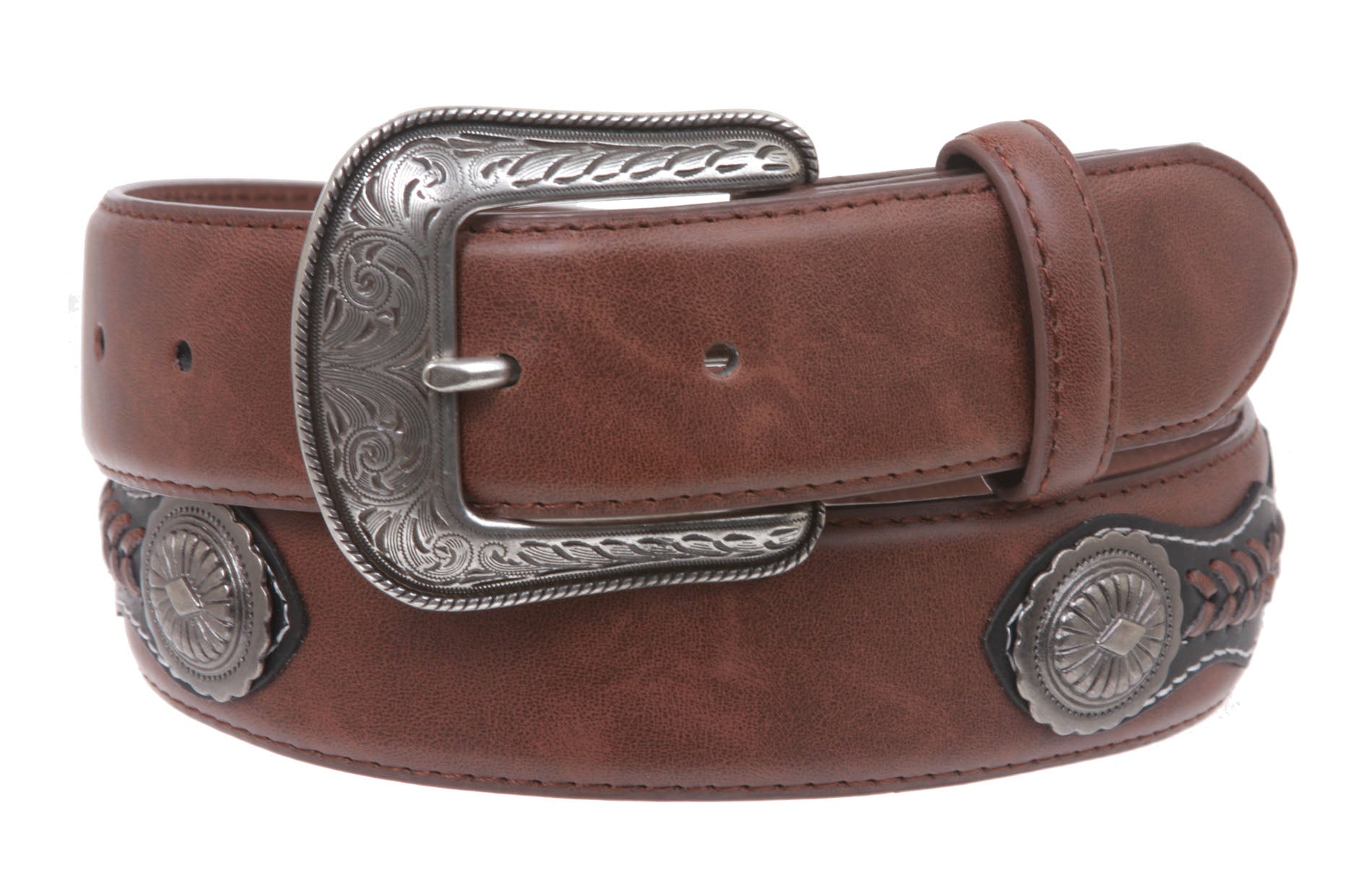 Western Embroidered Stitching-Edged Leather Belt