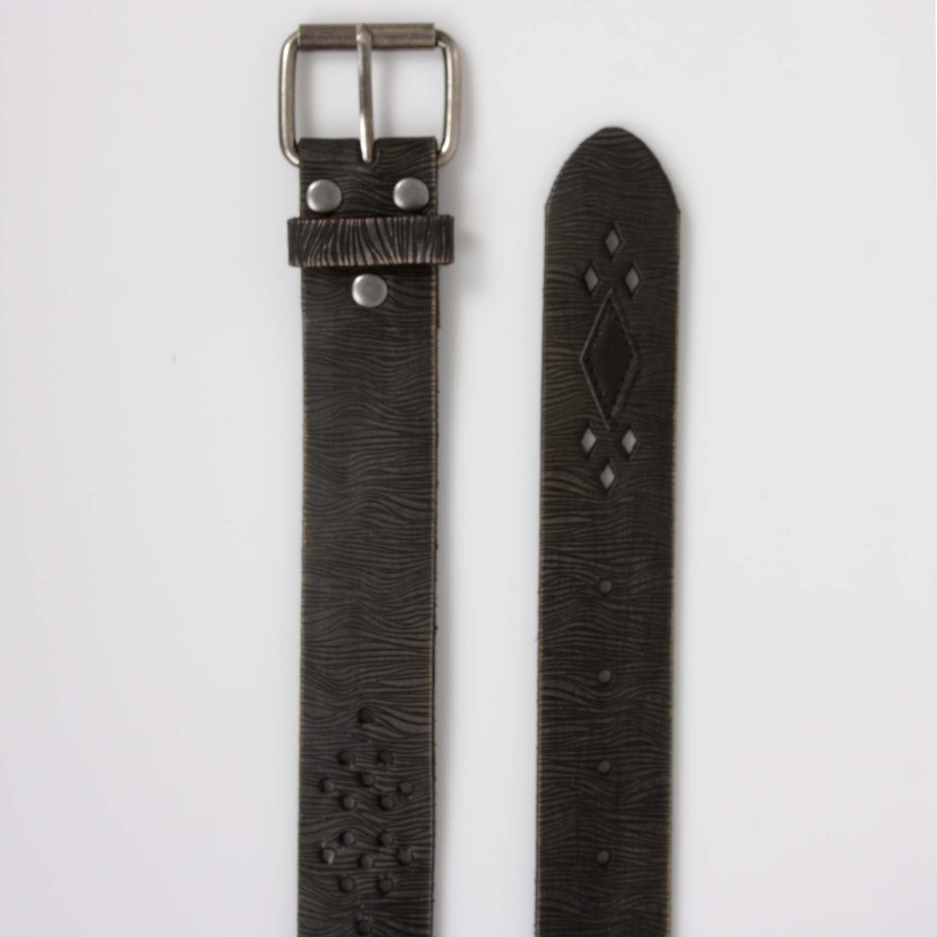 1 1/2" (38 mm) Snap on Perforated Vintage Leather Jean Belt - OnlineBelts