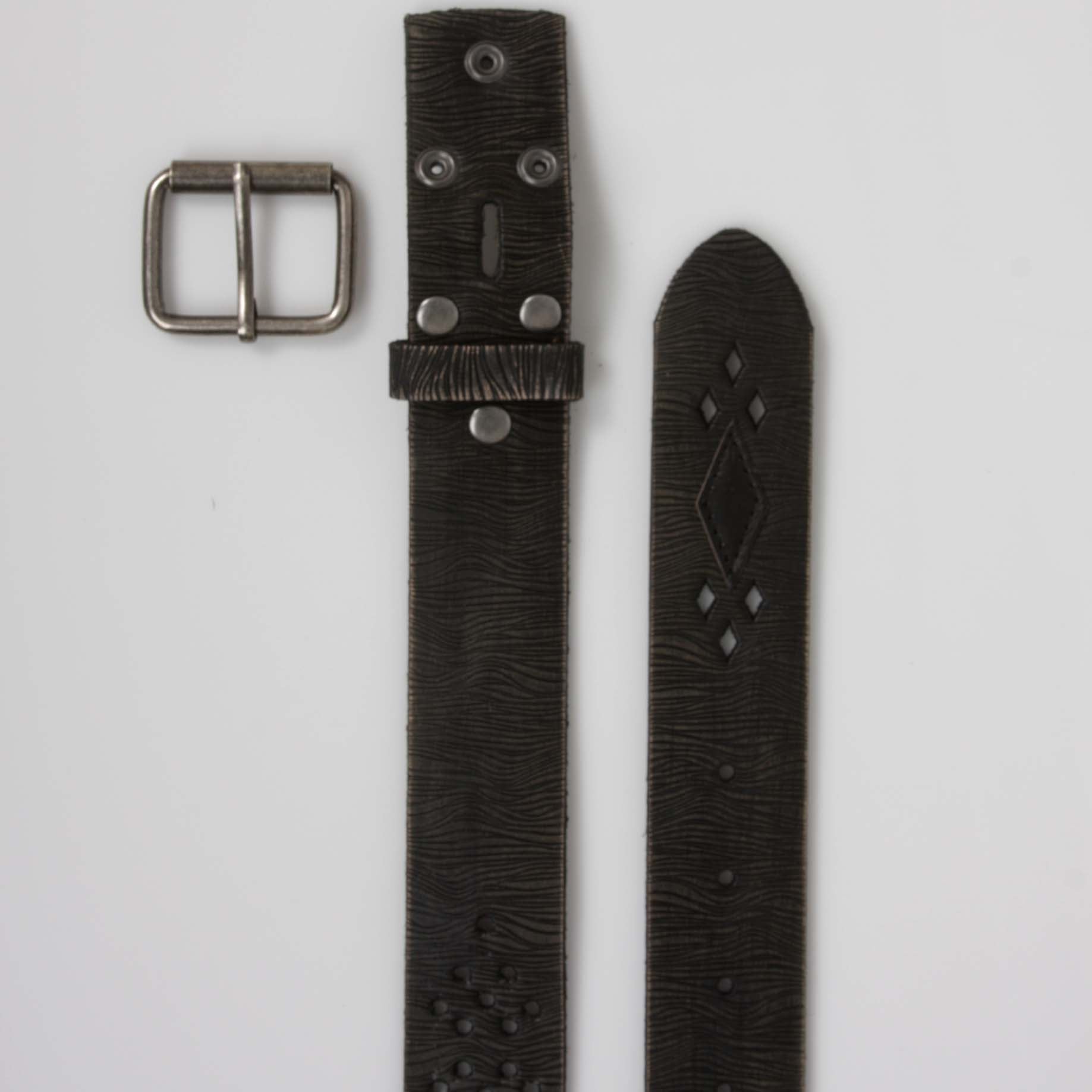 1 1/2" (38 mm) Snap on Perforated Vintage Leather Jean Belt - OnlineBelts
