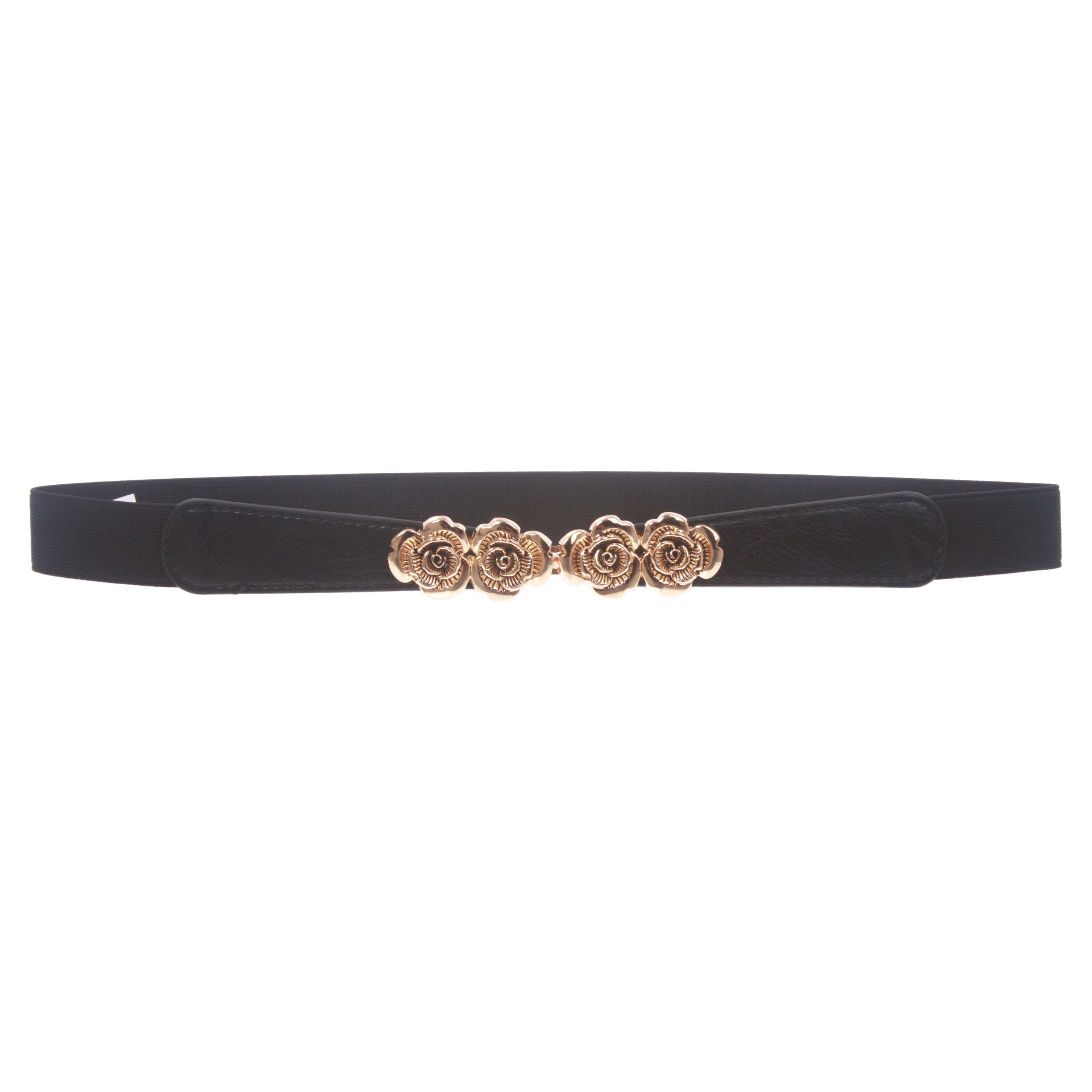 Women's 1" High Waist Rose Floral Fashion Skinny Stretch Belt - OnlineBelts