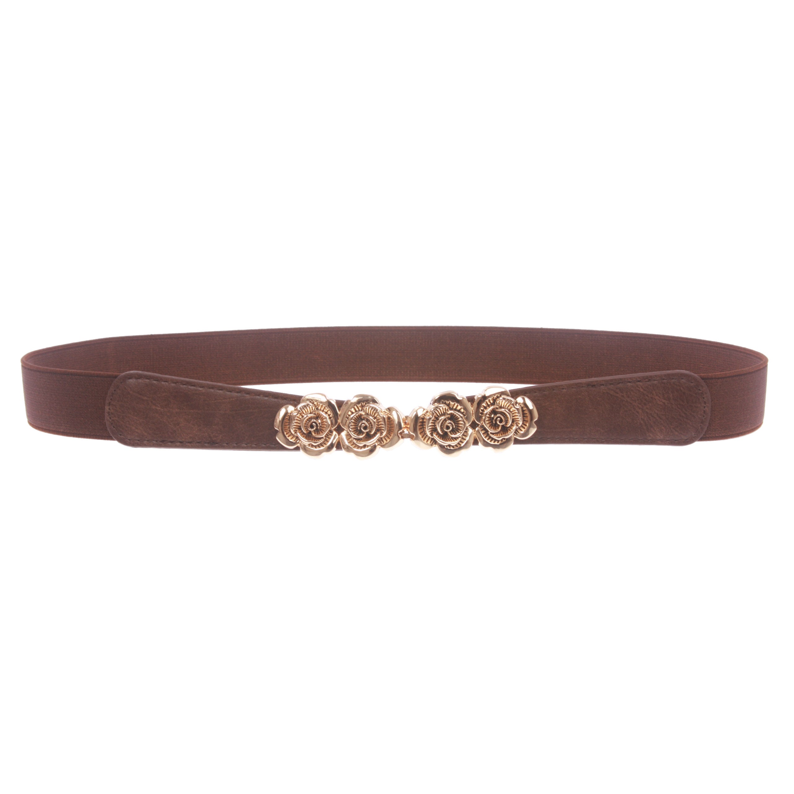 Women's 1" High Waist Rose Floral Fashion Skinny Stretch Belt - OnlineBelts