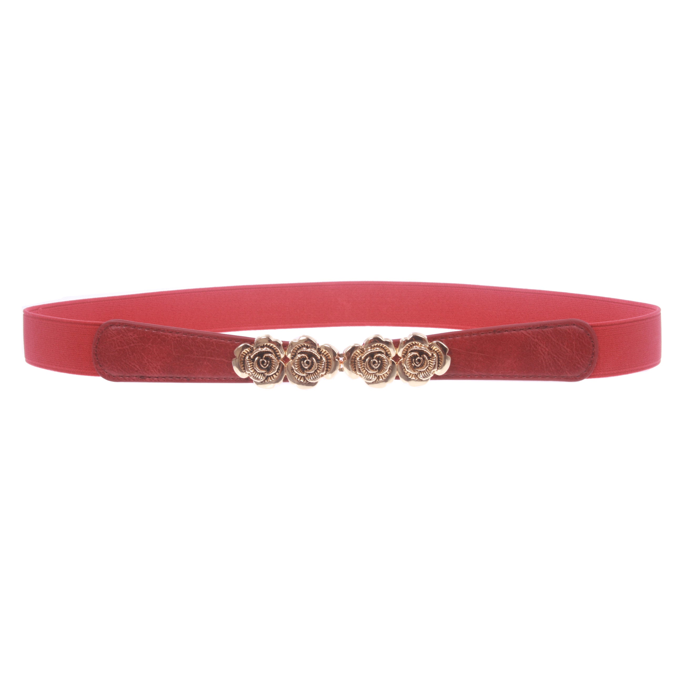 Women's 1" High Waist Rose Floral Fashion Skinny Stretch Belt - OnlineBelts