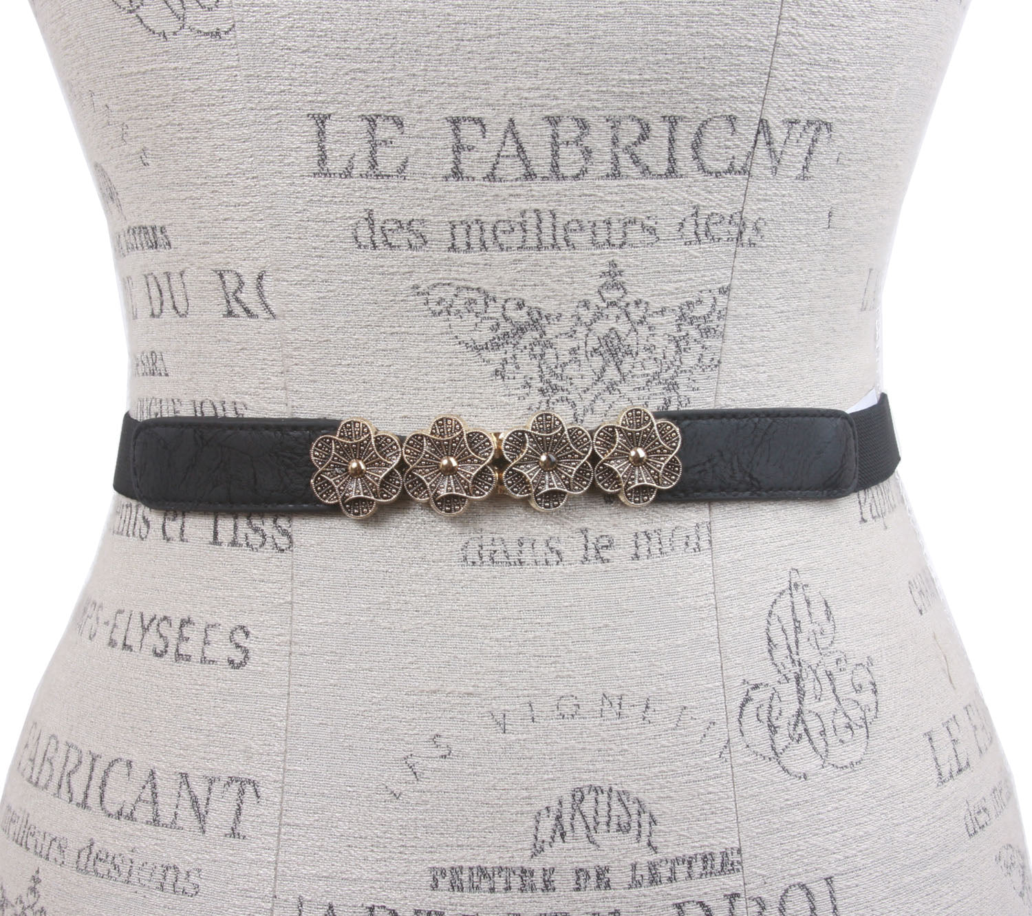 1" Ladies High Waist Rose Floral Fashion Stretch Belt Size: One - OnlineBelts