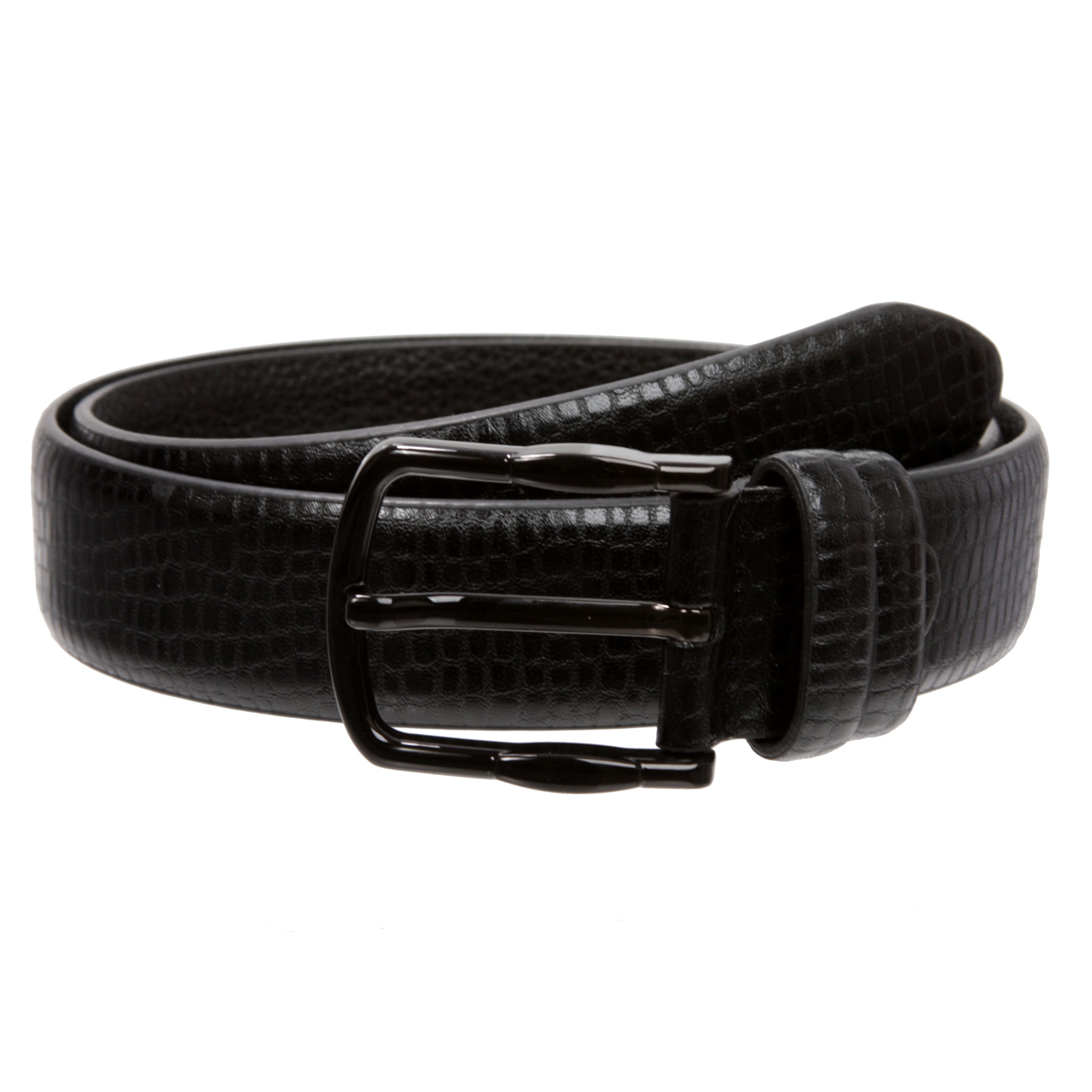 Men's Croco Print Feather Edged Leather Dress Belt - OnlineBelts