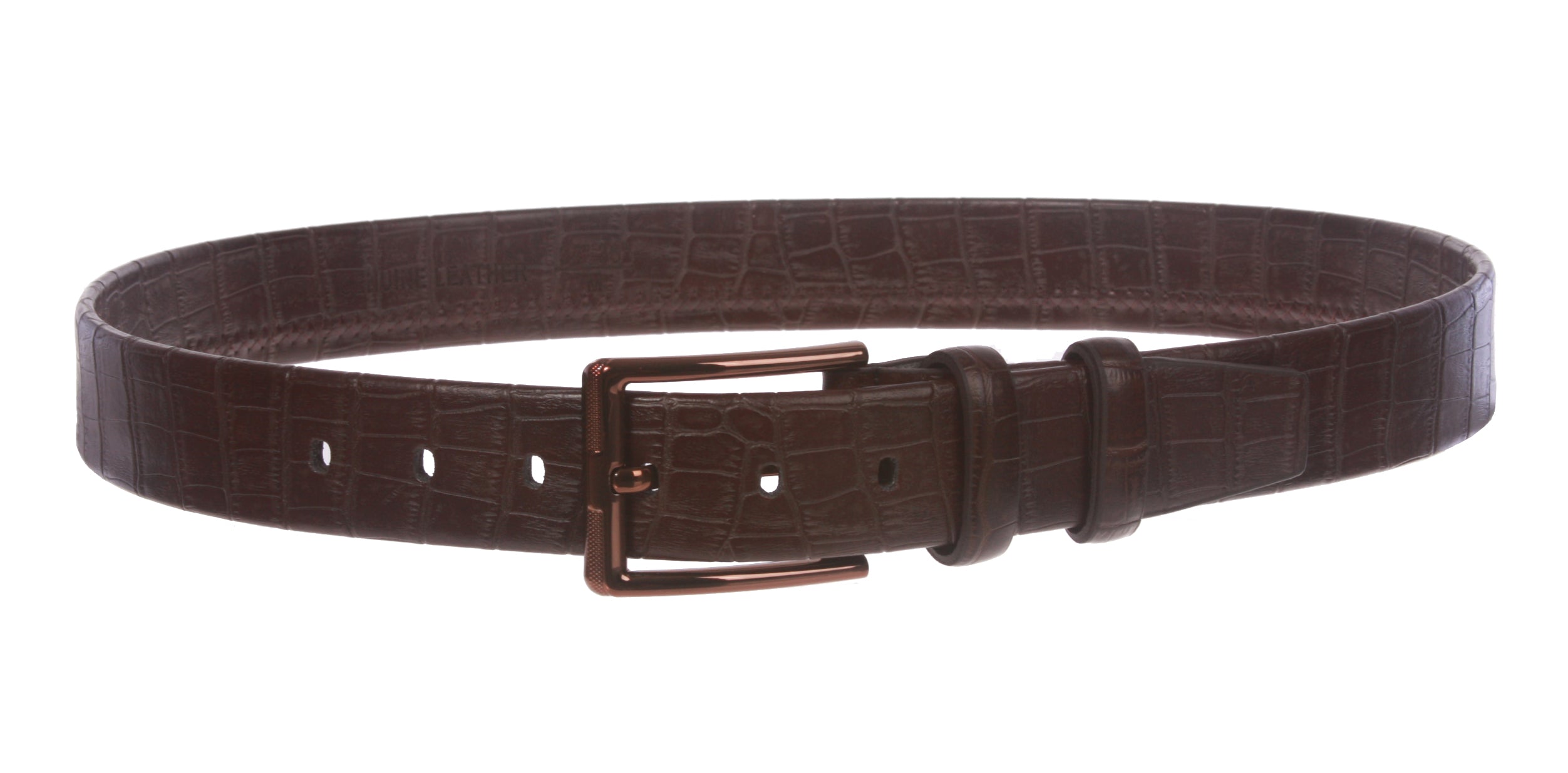 Men's Croco Print Double Loop Leather Belt - OnlineBelts