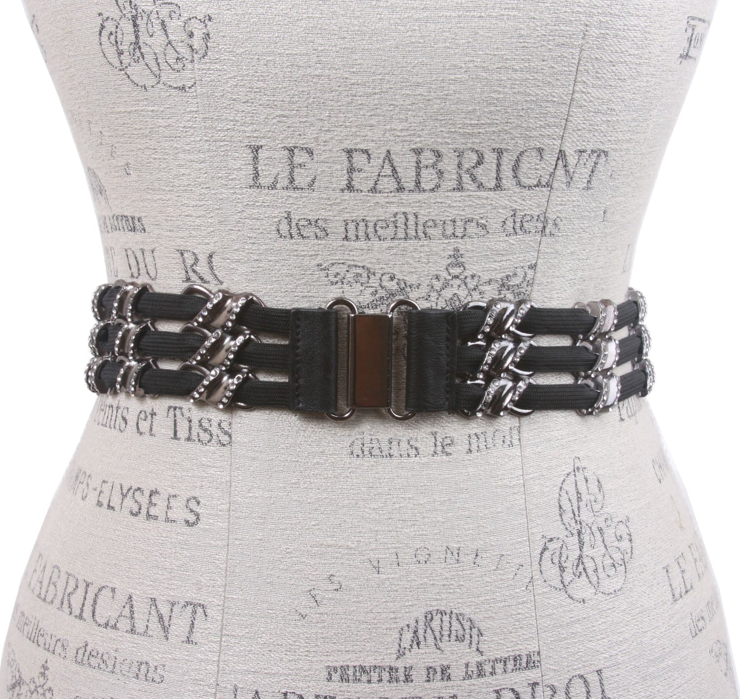 Women's 1 1/2" High Waist Rhinestone Metal Stretch Belt Size: One - OnlineBelts