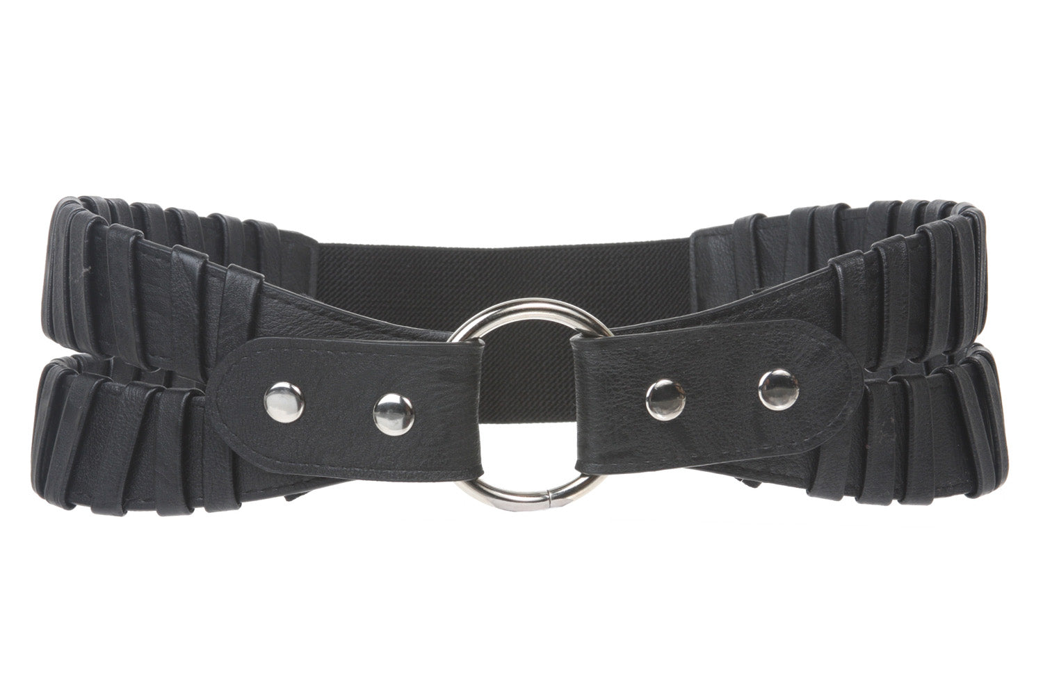 3 1/2" Wide High Waist Fashion Ring Fold Stretch Belt Size: One