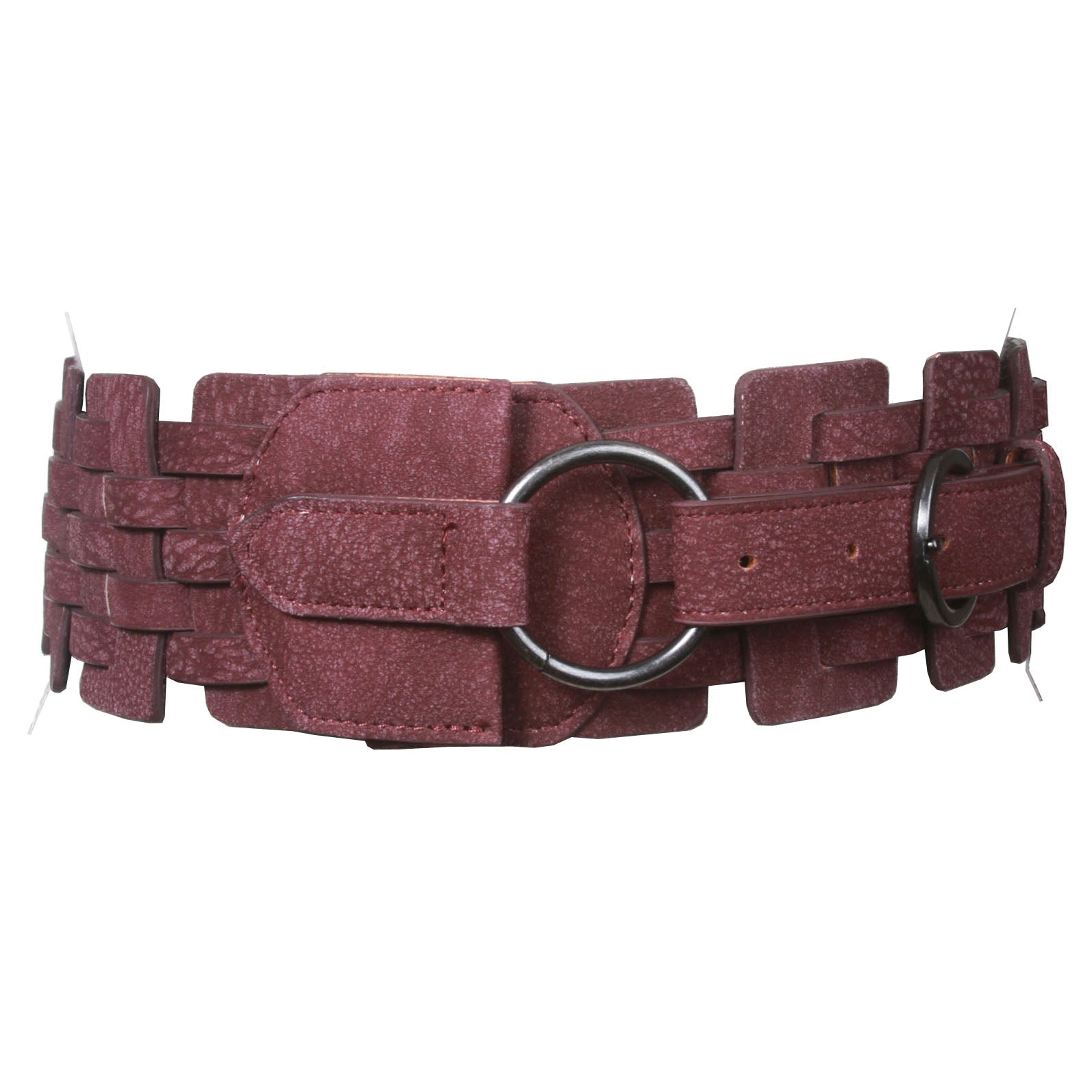 3" (75 mm) Wide High Waist Fashion Ring Fold Braided Stretch Belt - OnlineBelts