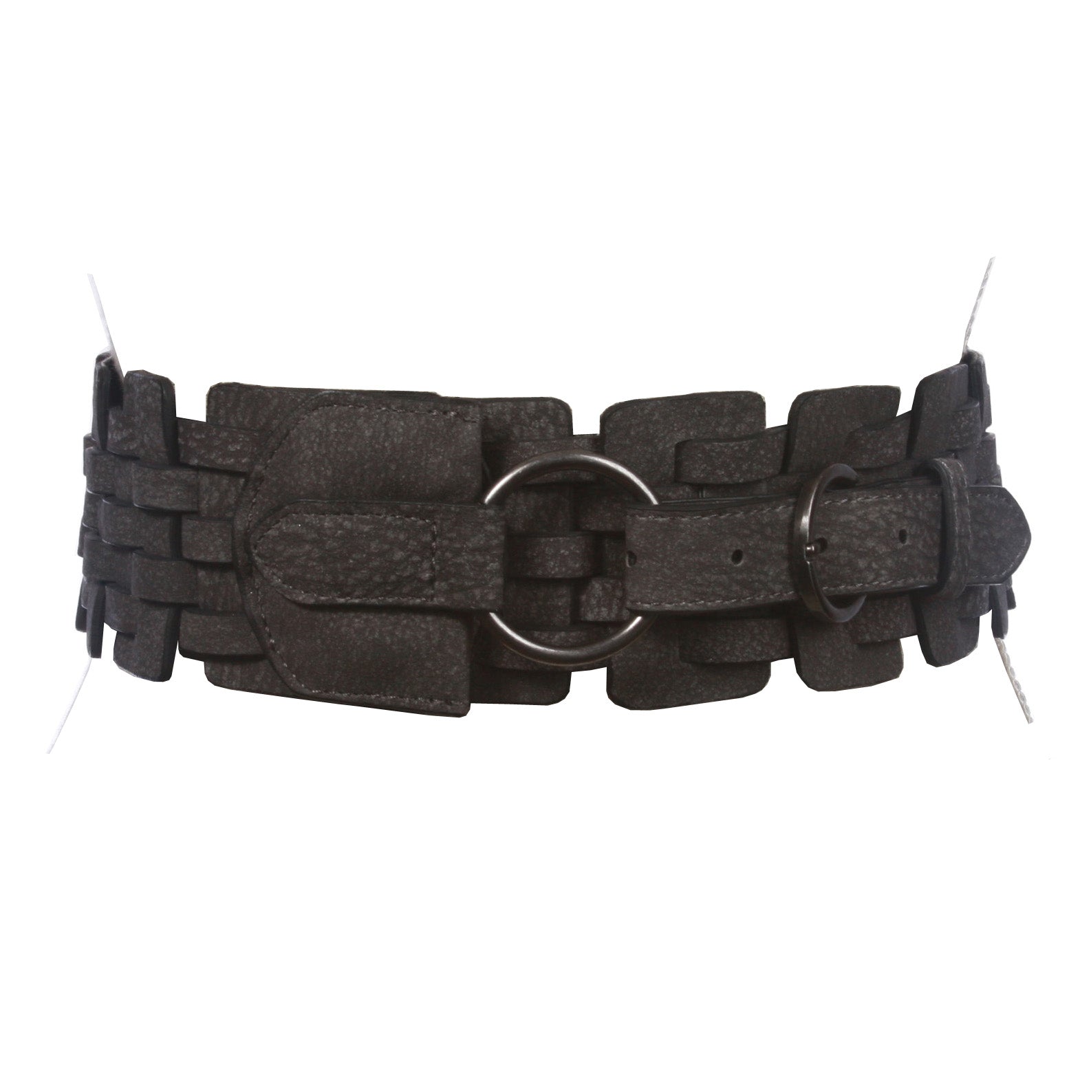 3" (75 mm) Wide High Waist Fashion Ring Fold Braided Stretch Belt - OnlineBelts