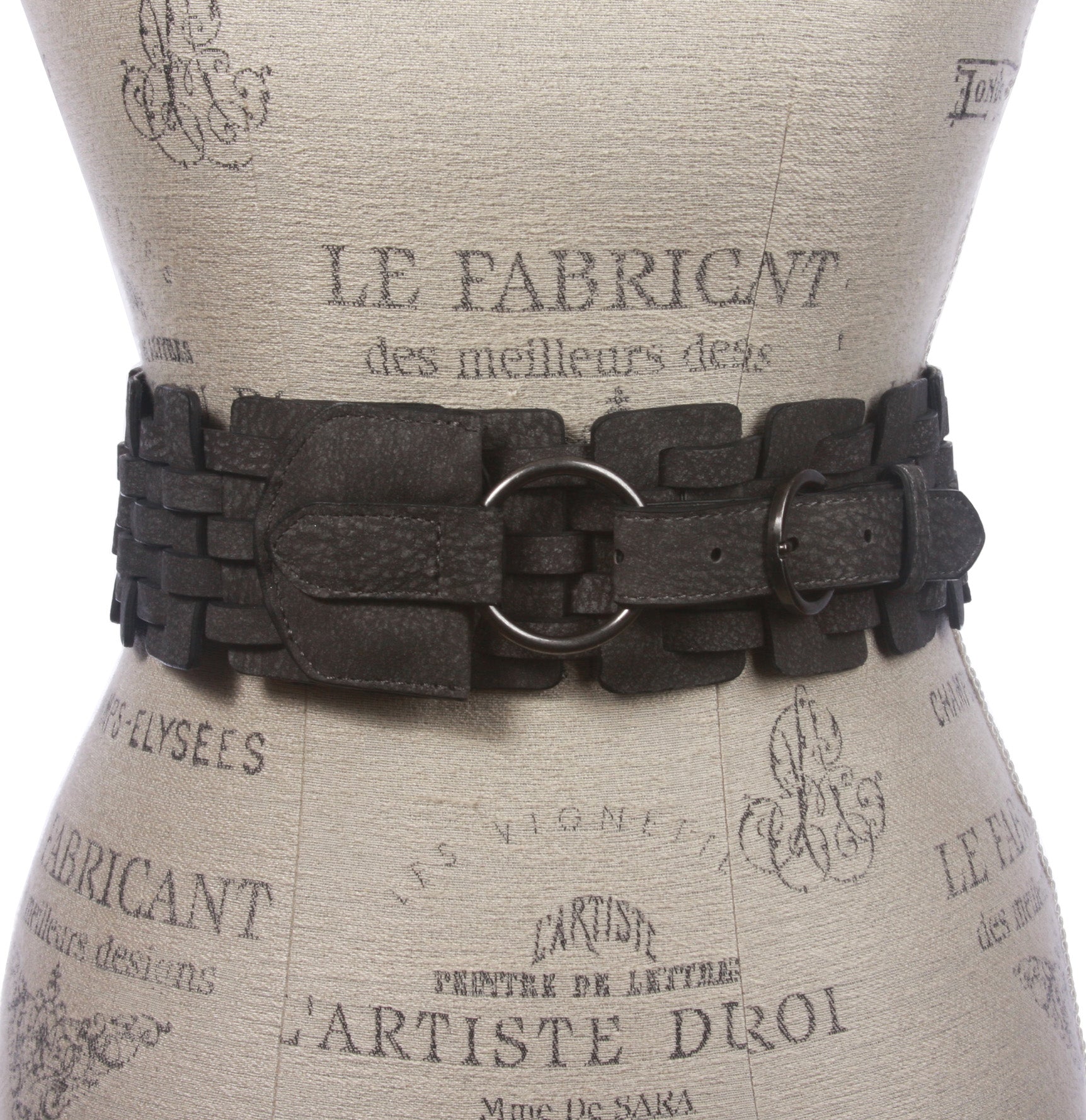 3" (75 mm) Wide High Waist Fashion Ring Fold Braided Stretch Belt - OnlineBelts