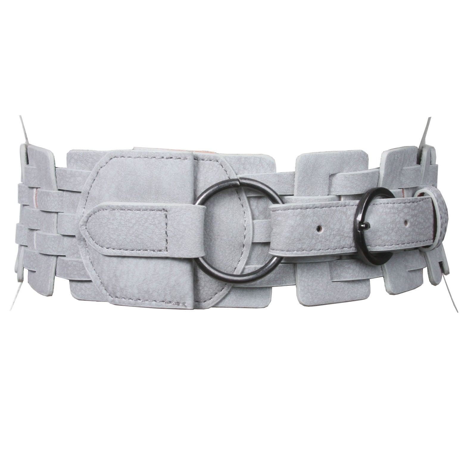 3" (75 mm) Wide High Waist Fashion Ring Fold Braided Stretch Belt - OnlineBelts