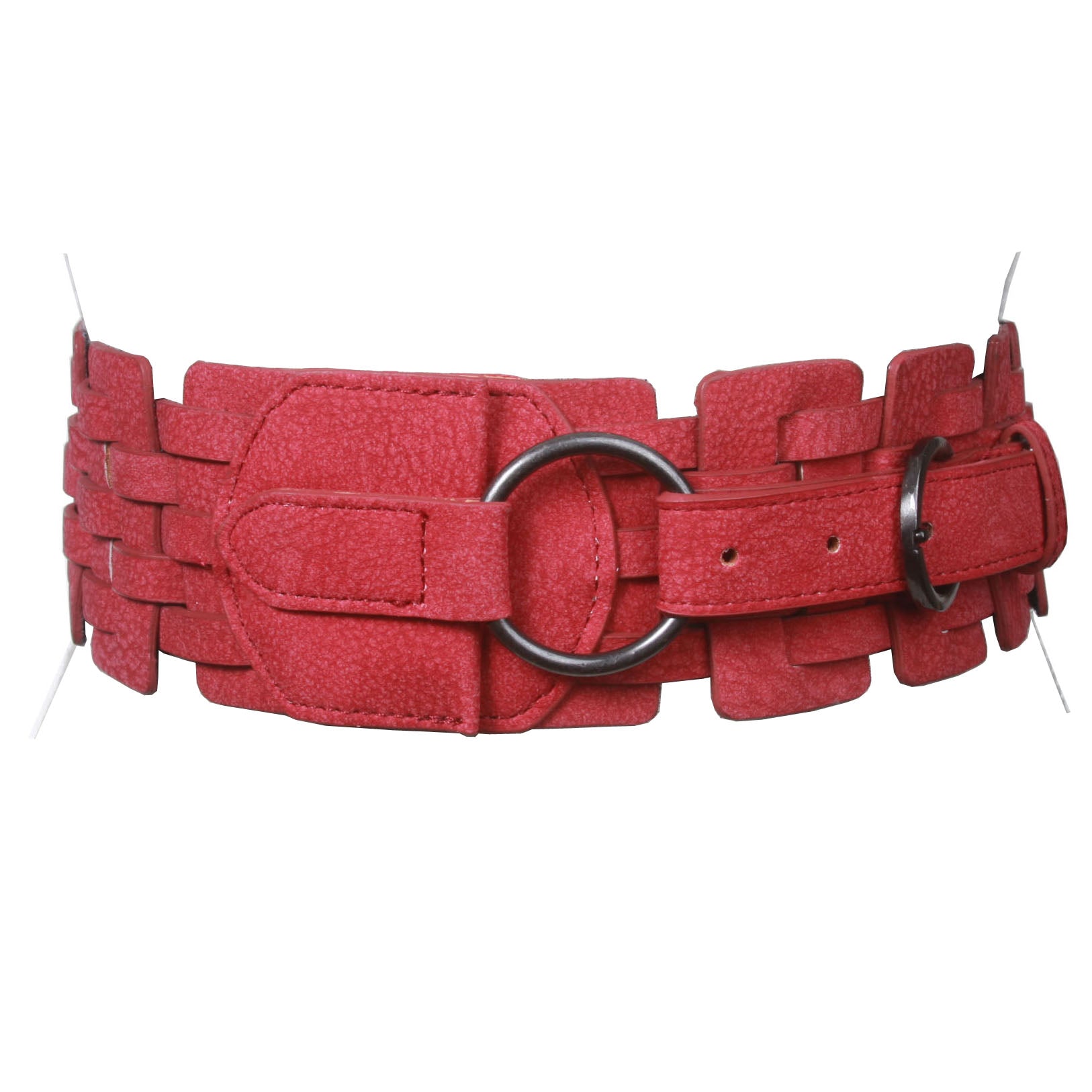 3" (75 mm) Wide High Waist Fashion Ring Fold Braided Stretch Belt - OnlineBelts