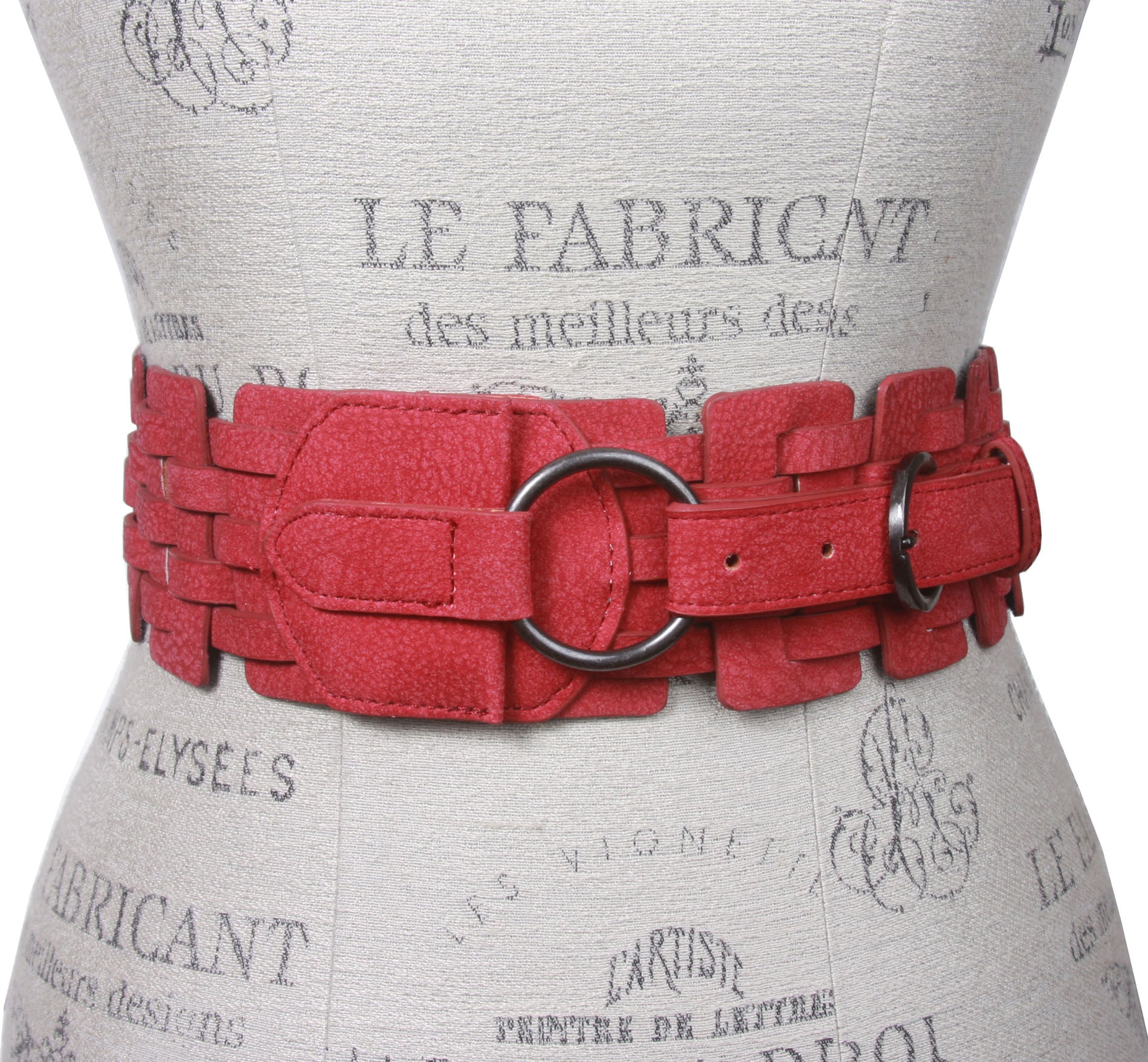 3" (75 mm) Wide High Waist Fashion Ring Fold Braided Stretch Belt - OnlineBelts