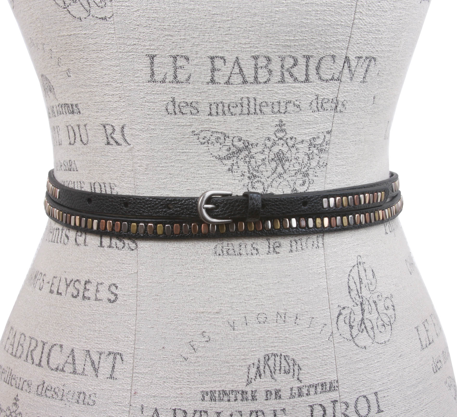 3/8" (10 mm) Skinny Studded Double Wrap Belt - OnlineBelts