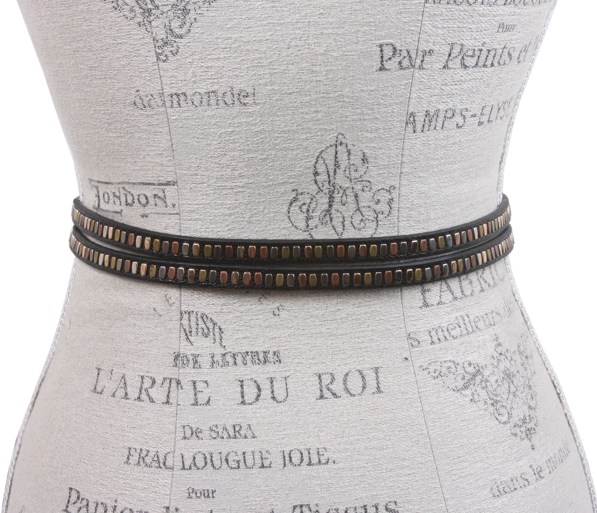 3/8" (10 mm) Skinny Studded Double Wrap Belt - OnlineBelts
