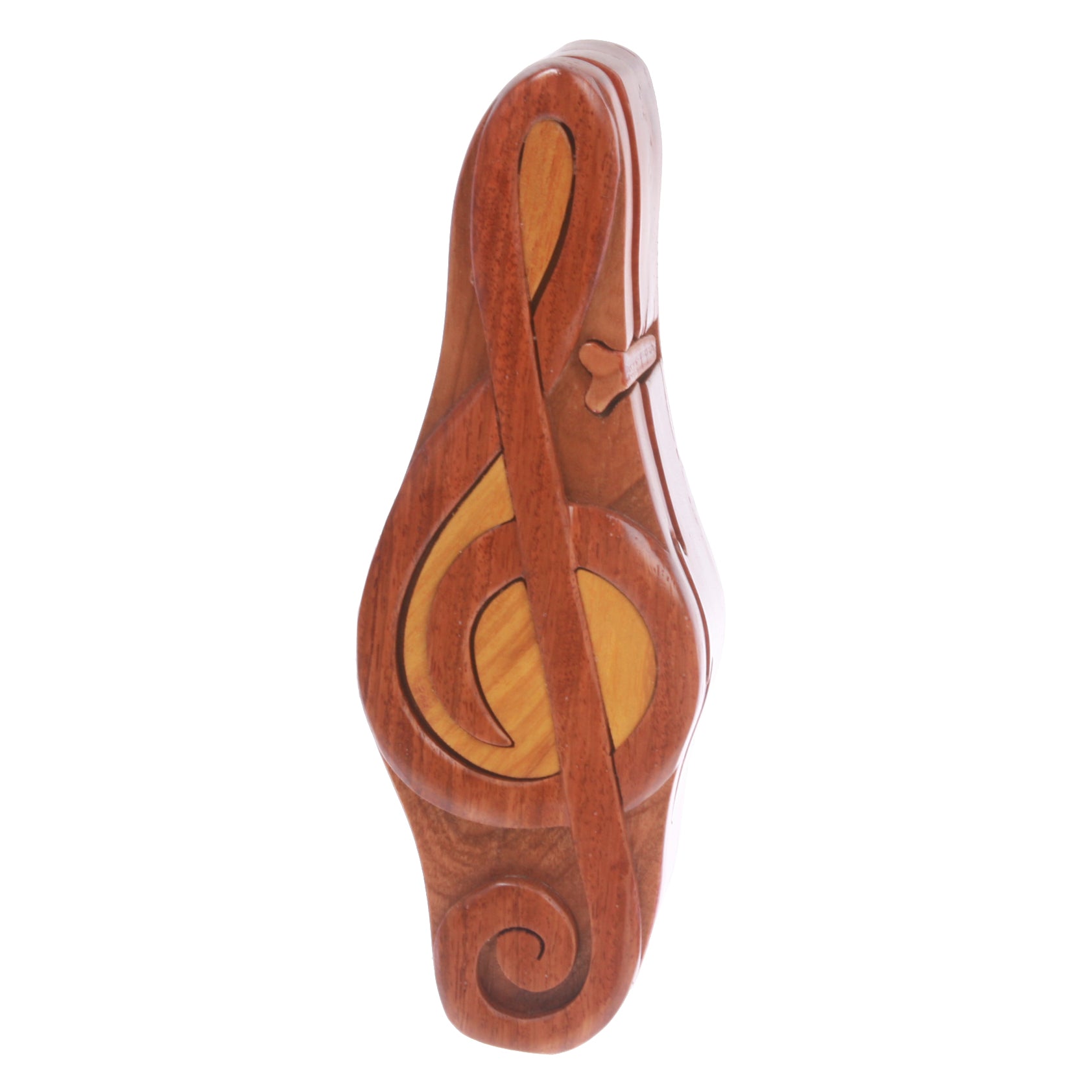 Handcrafted Wooden Music Note Shape Secret Jewelry Puzzle Box - Treble clef - OnlineBelts
