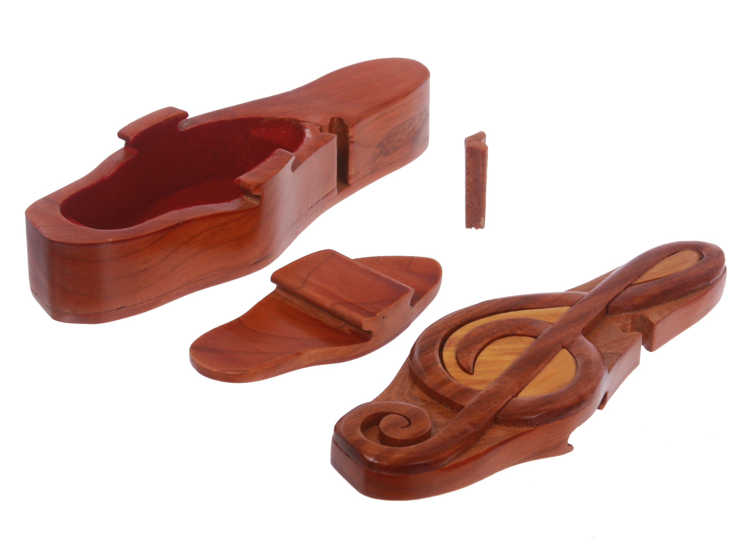 Handcrafted Wooden Music Note Shape Secret Jewelry Puzzle Box - Treble clef - OnlineBelts