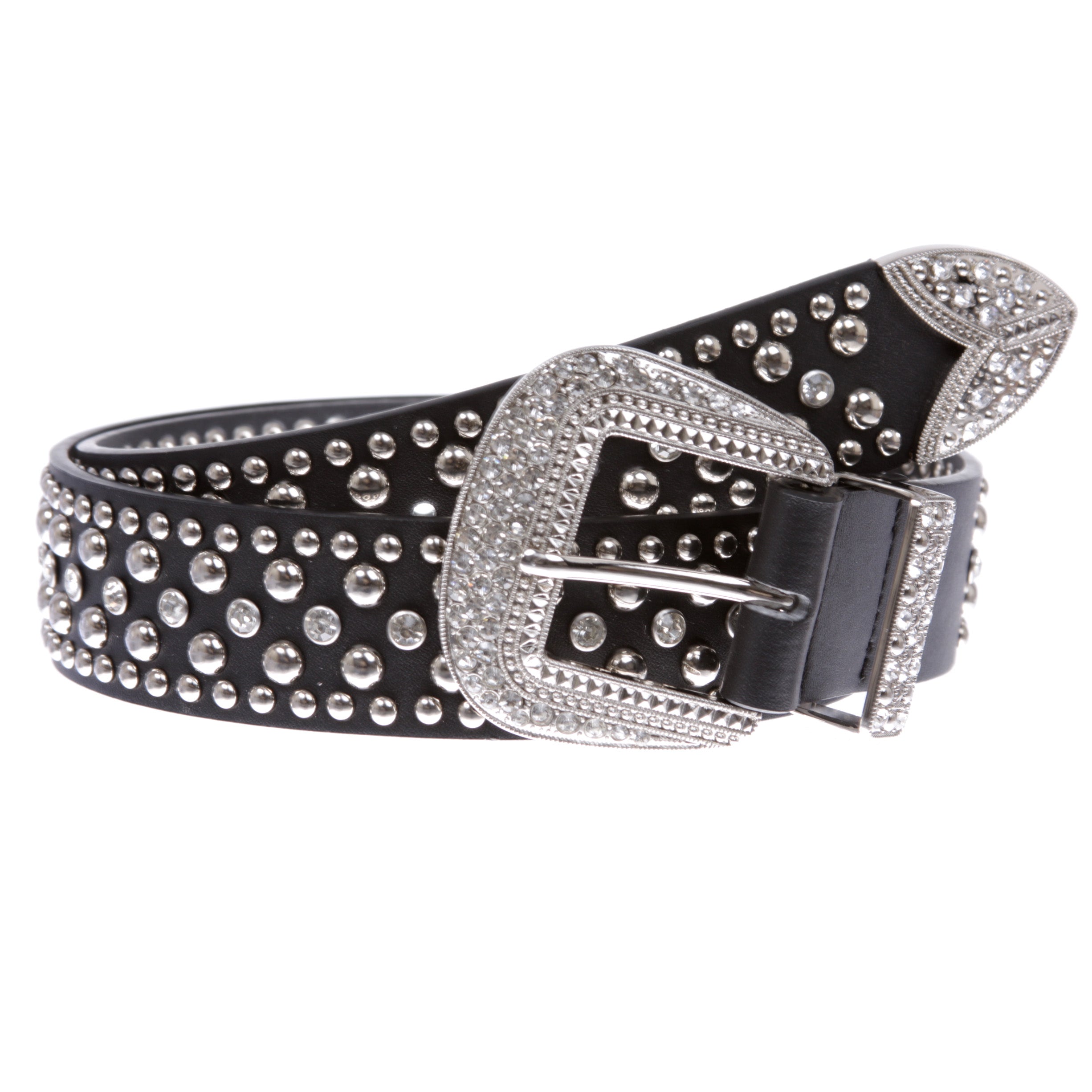 Western Rhinestone & Studded Leather Belt - OnlineBelts