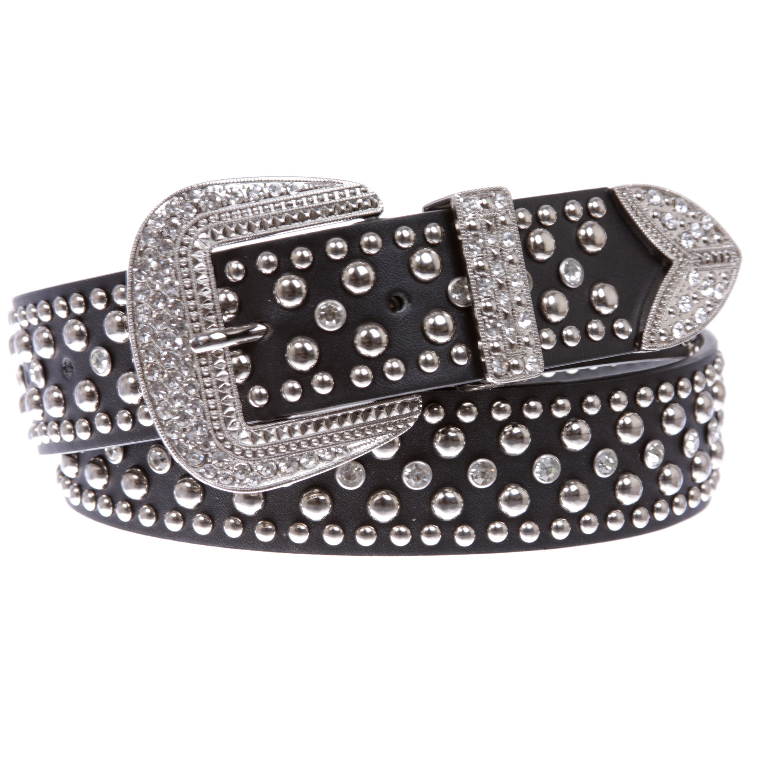 Western Rhinestone & Studded Leather Belt - OnlineBelts
